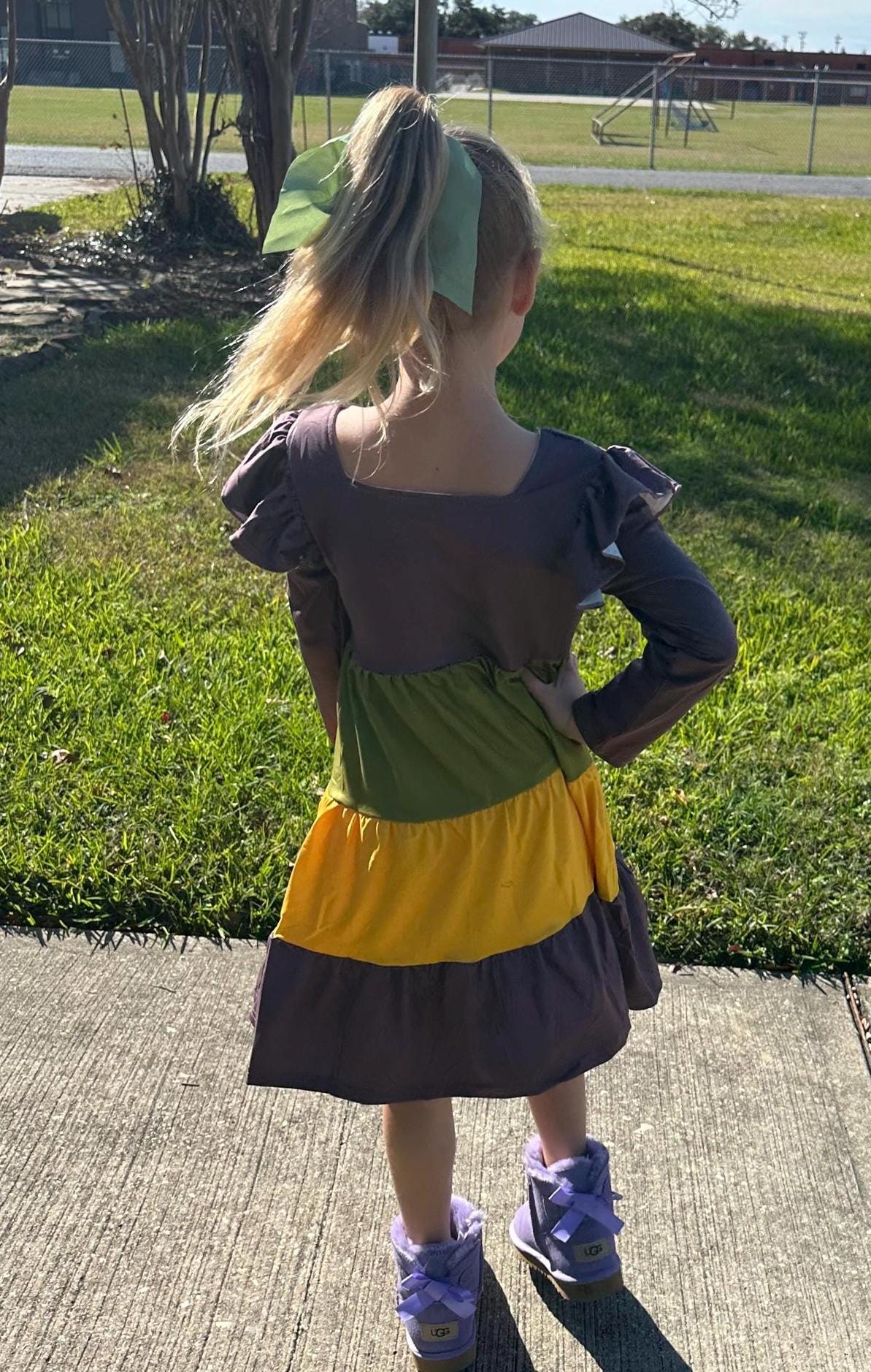 Mardi Gras ruffle stripe dress (adult and kids)