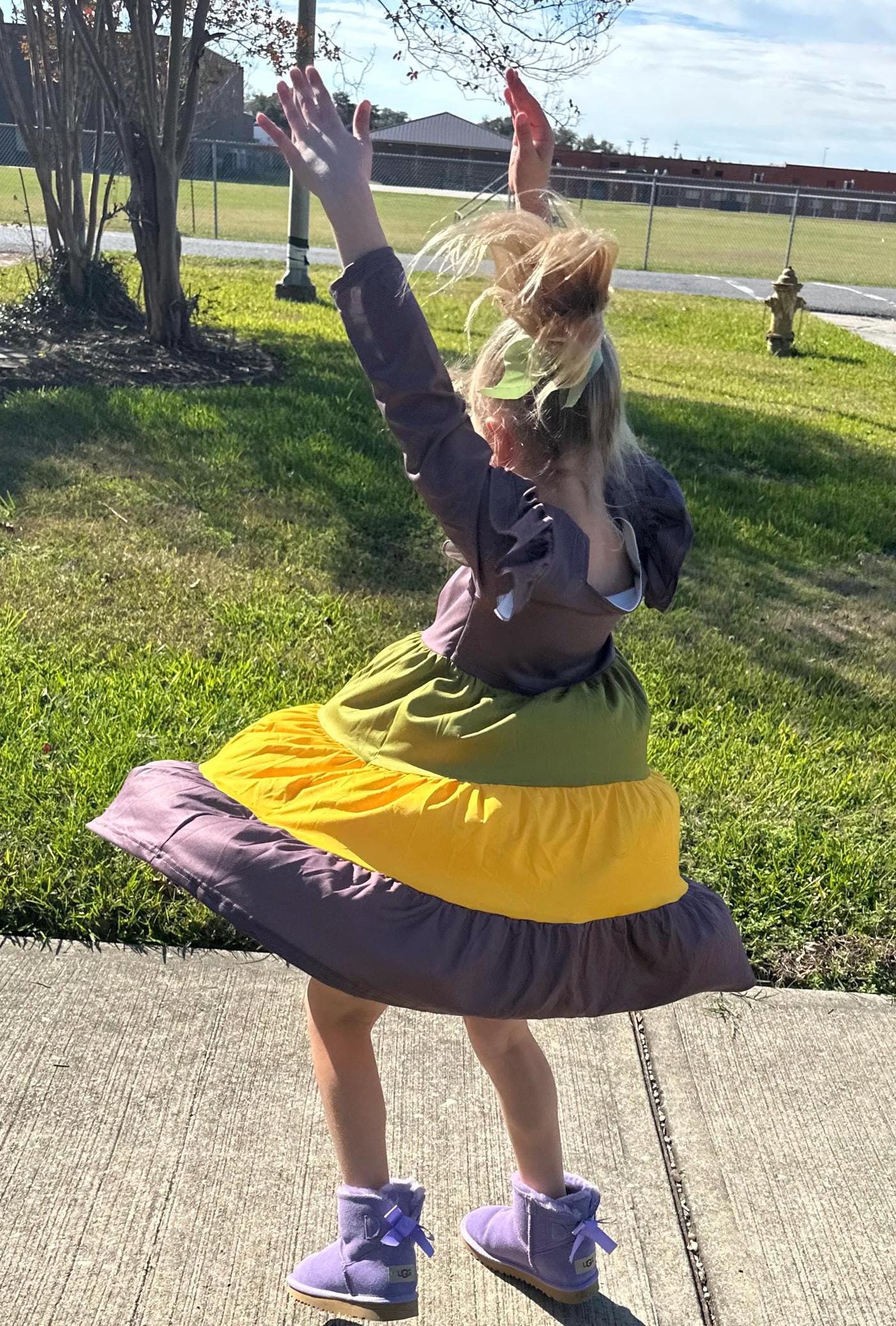 Mardi Gras ruffle stripe dress (adult and kids)