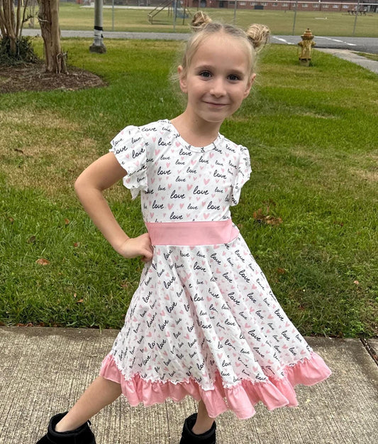 Valentines Day Bow Back Twirl Dress