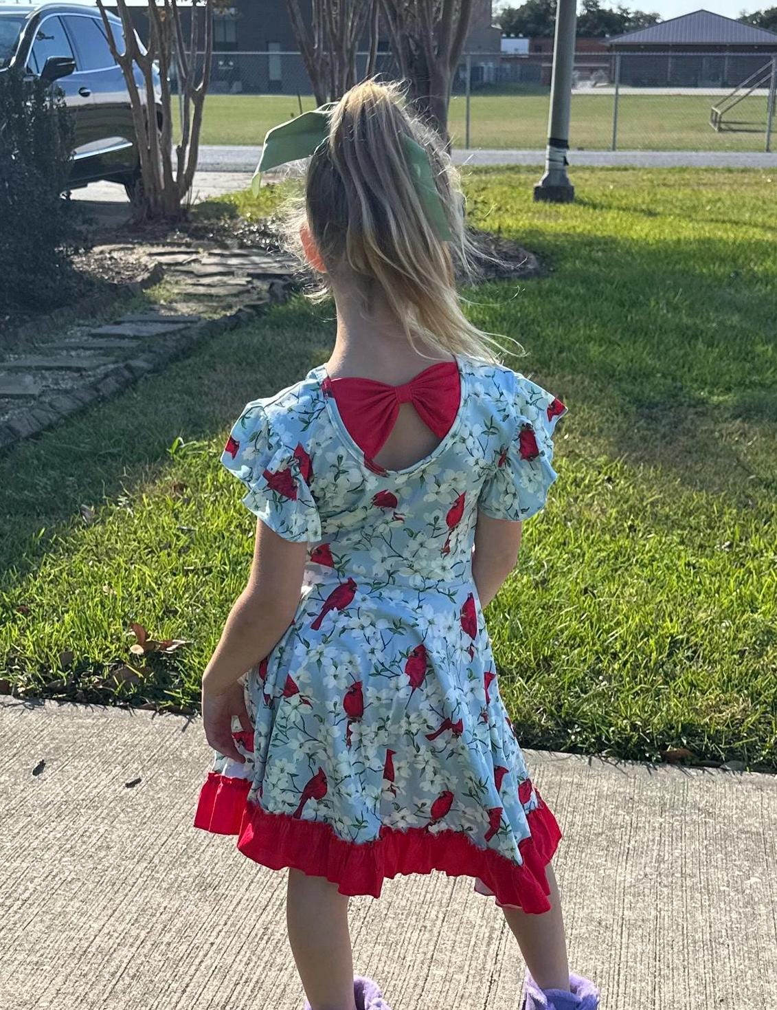 Cardinal Bow Back Twirl Dress
