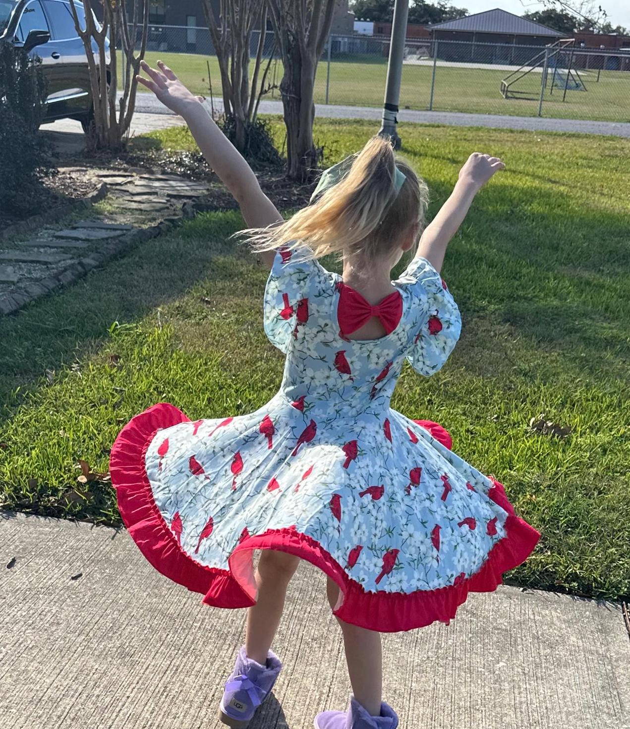 Cardinal Bow Back Twirl Dress