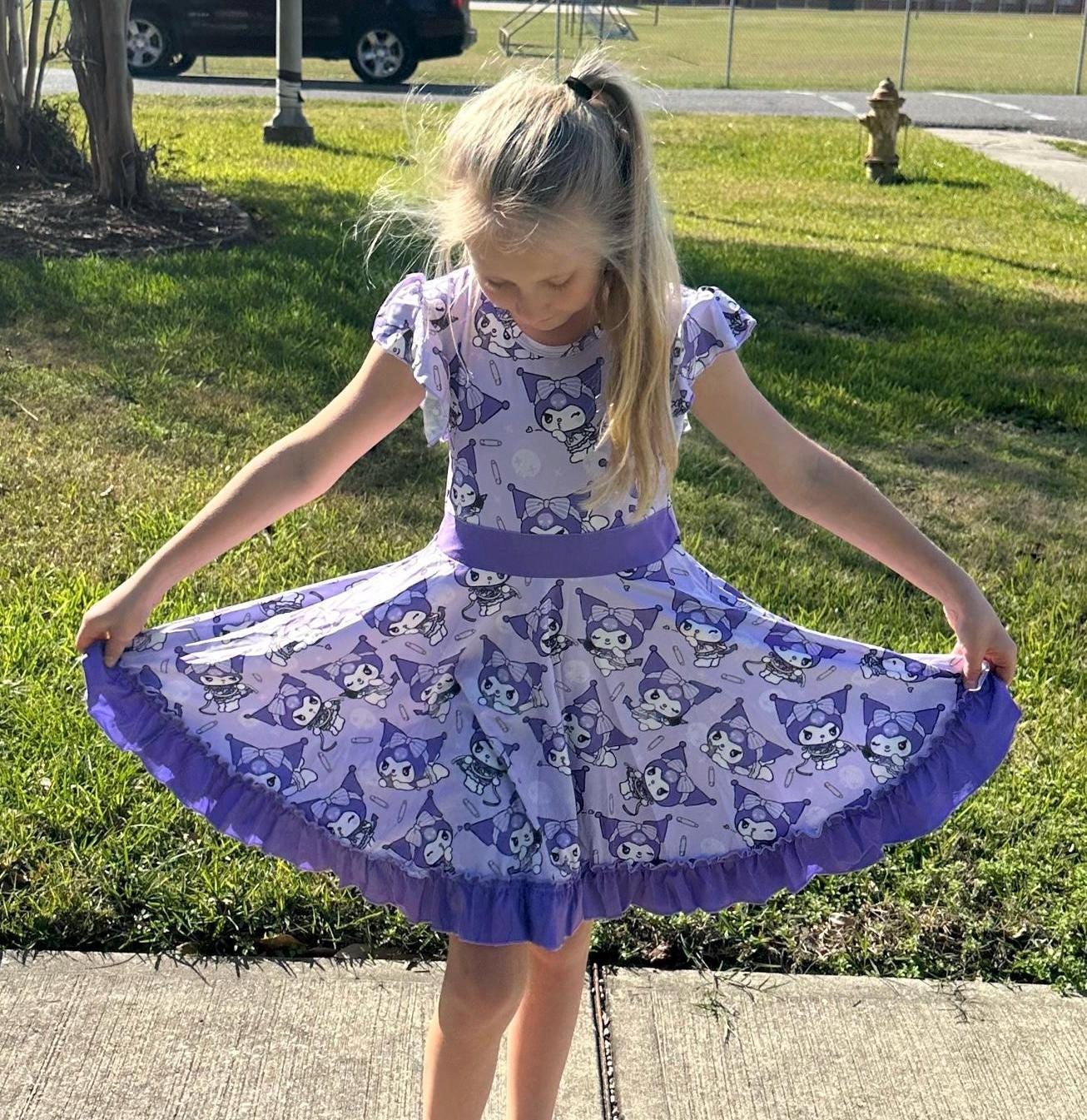 Kawaii Devil Bunny Bow Back Twirl Dress