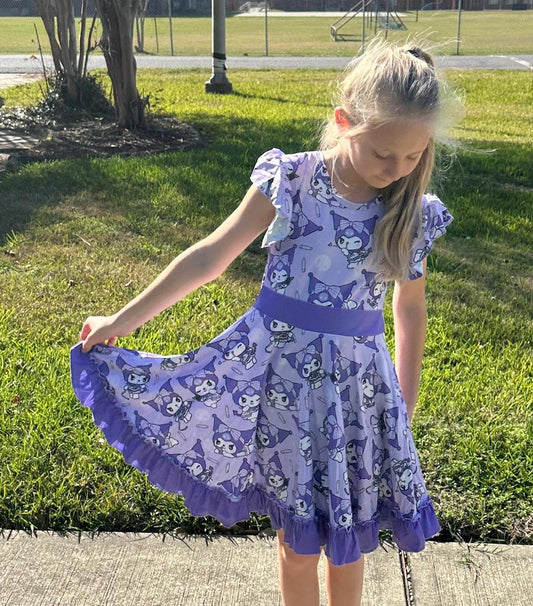 Kawaii Devil Bunny Bow Back Twirl Dress