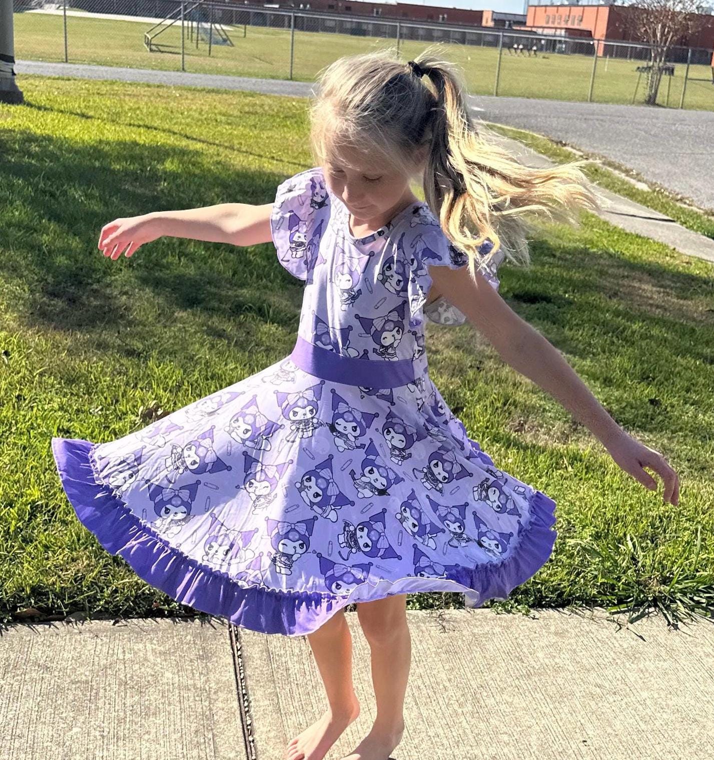 Kawaii Devil Bunny Bow Back Twirl Dress