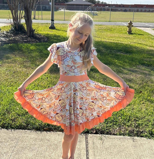 Kawaii Goldren Retriver Puppy Bow Back Twirl Dress