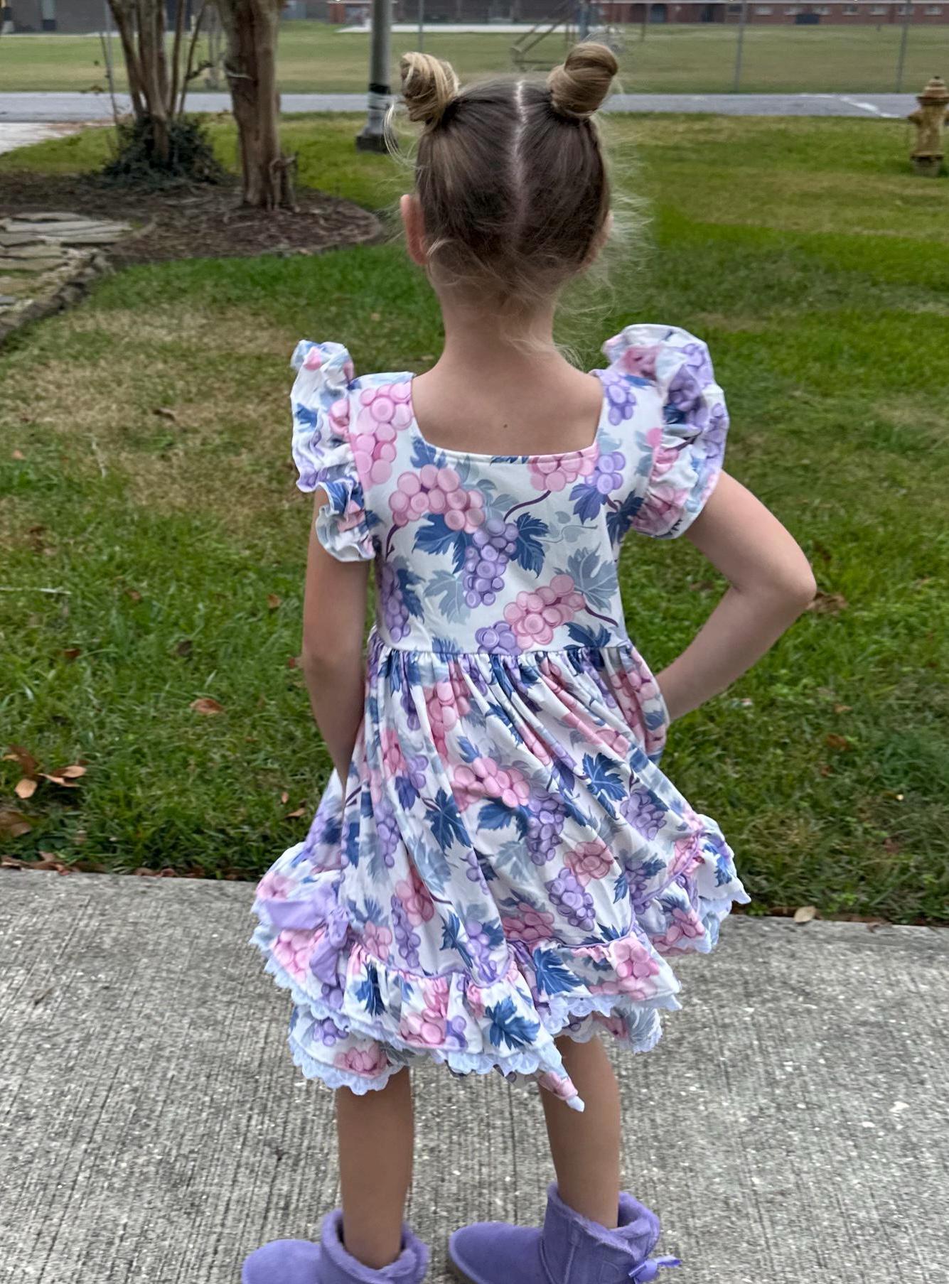 Ruffle and Lace Grape Twirl Dress