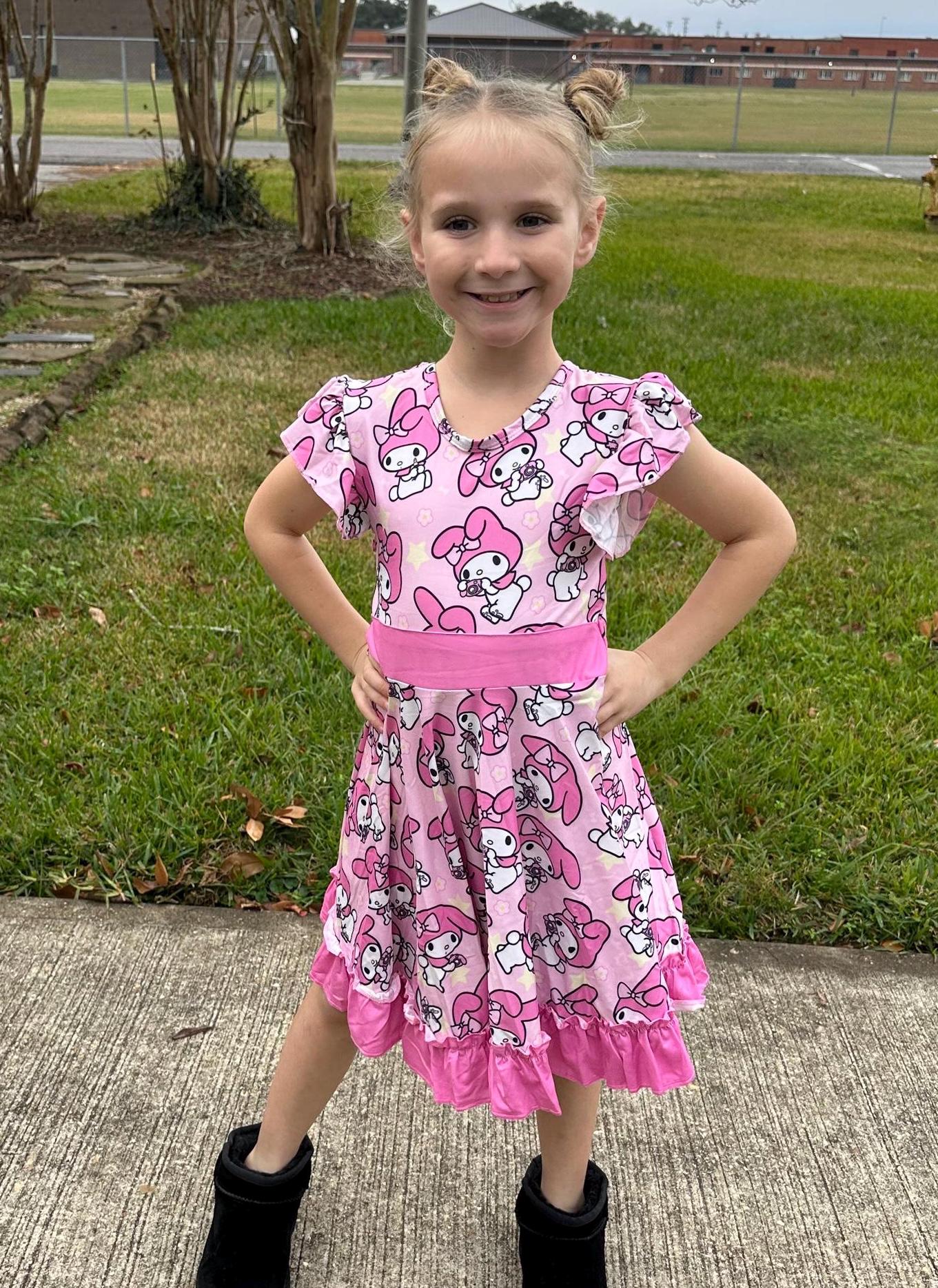 Kawaii Bunny Bow Back Twirl Dress