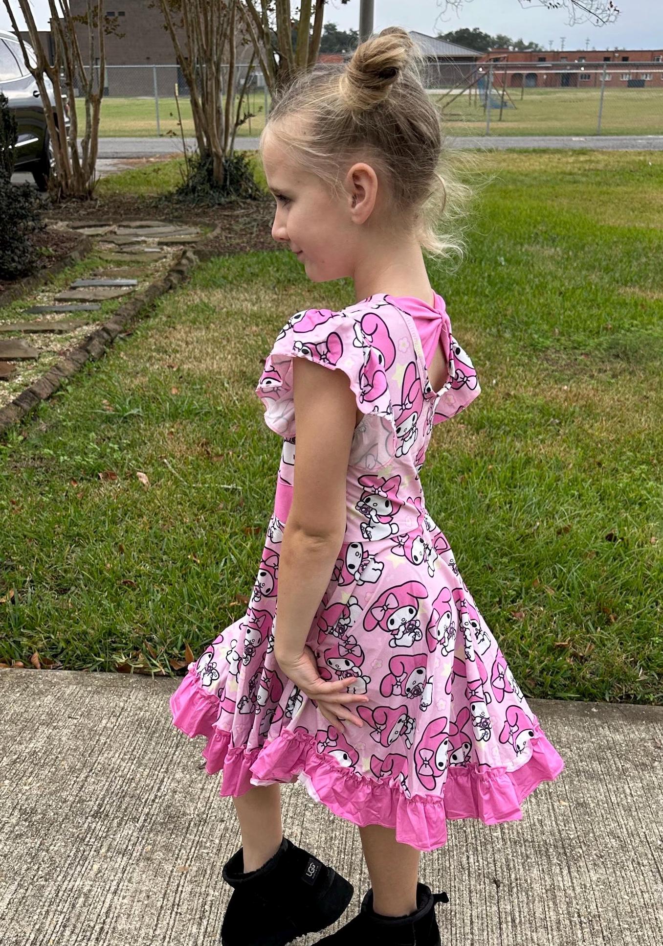 Kawaii Bunny Bow Back Twirl Dress