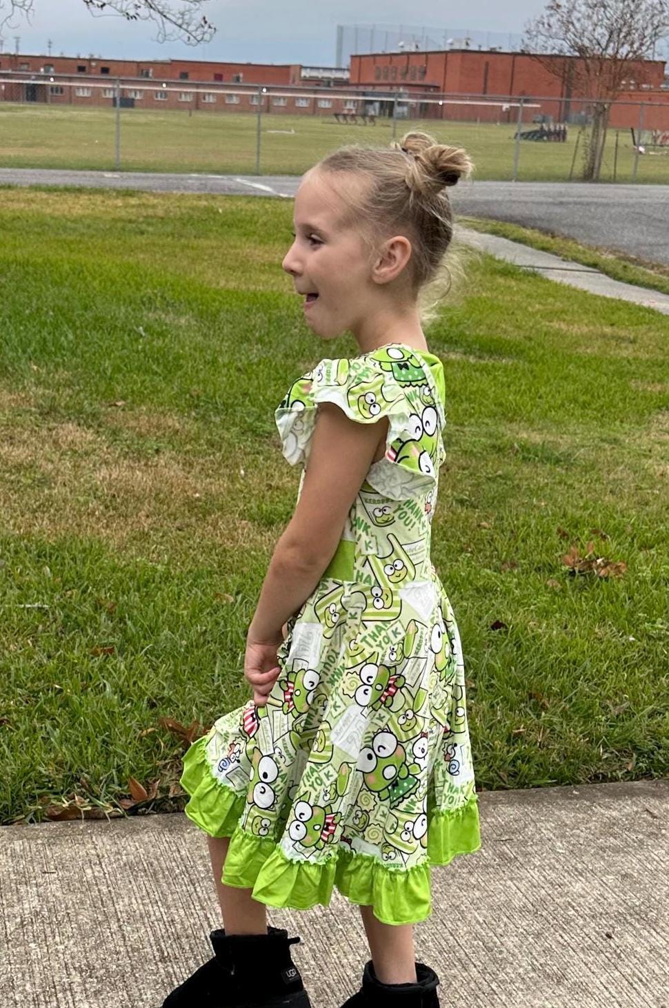 Kawaii Frog Bow Back Twirl Dress