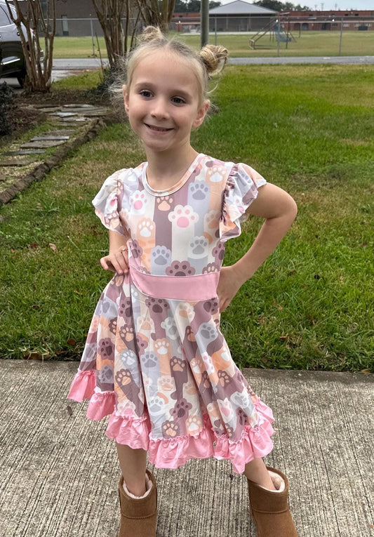 Kitty Paws Bow Back Twirl Dress