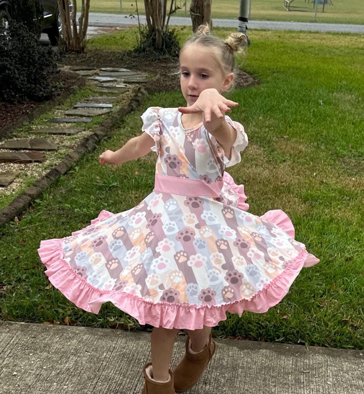 Kitty Paws Bow Back Twirl Dress