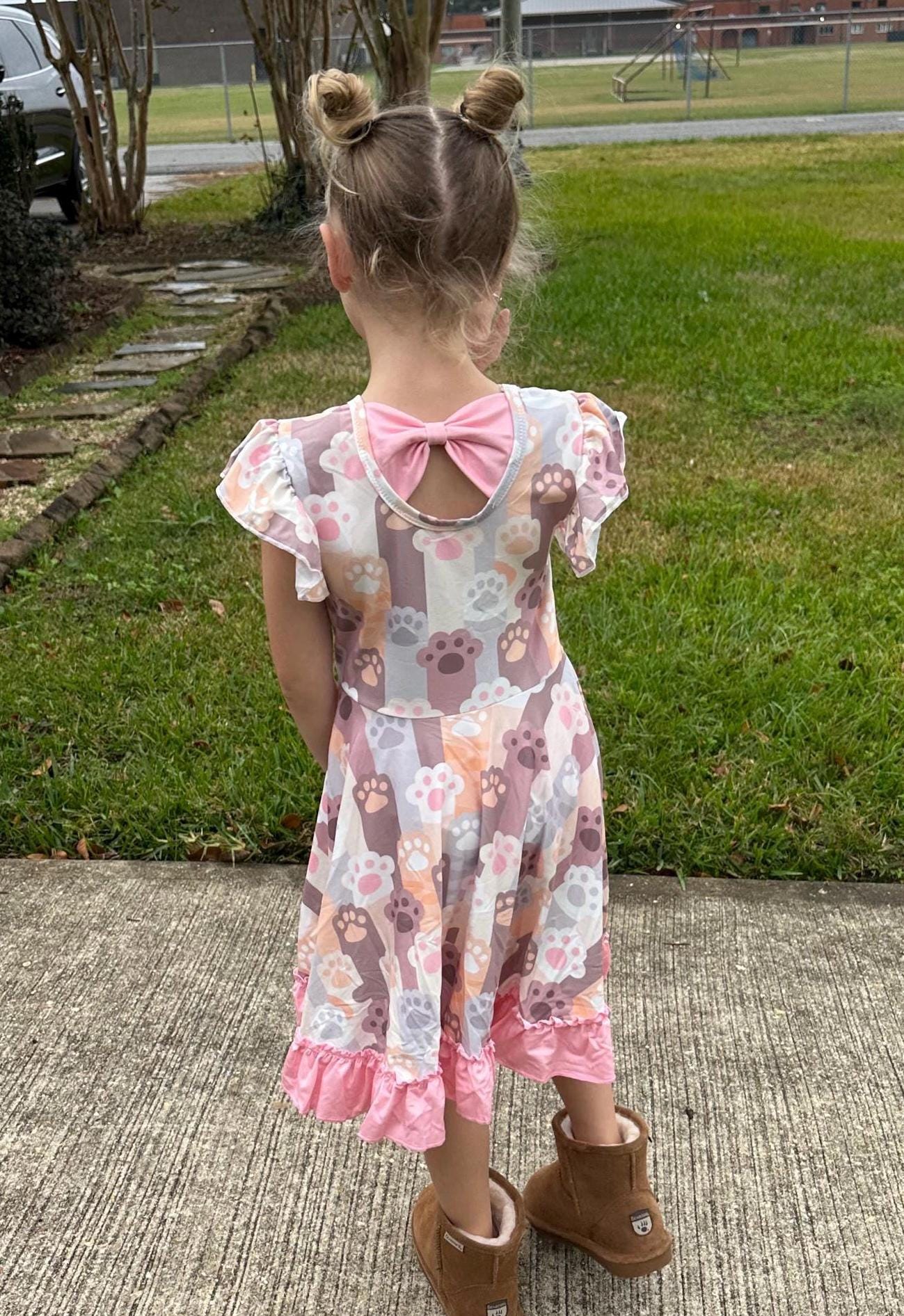 Kitty Paws Bow Back Twirl Dress