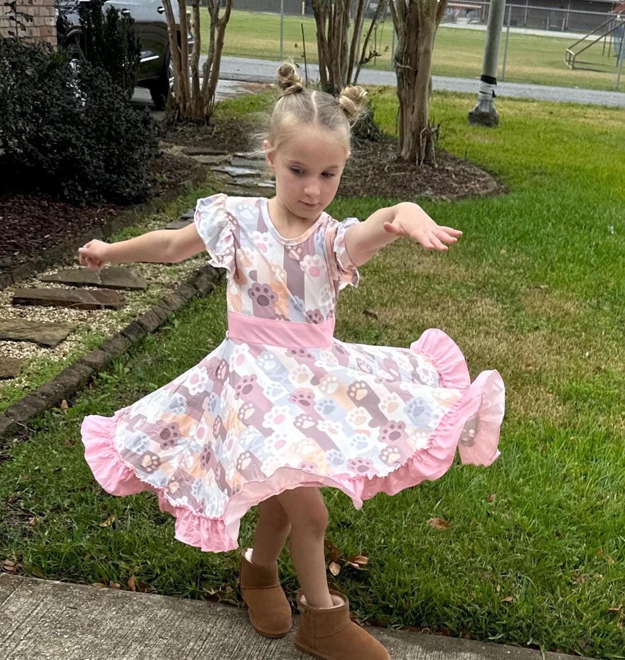 Kitty Paws Bow Back Twirl Dress