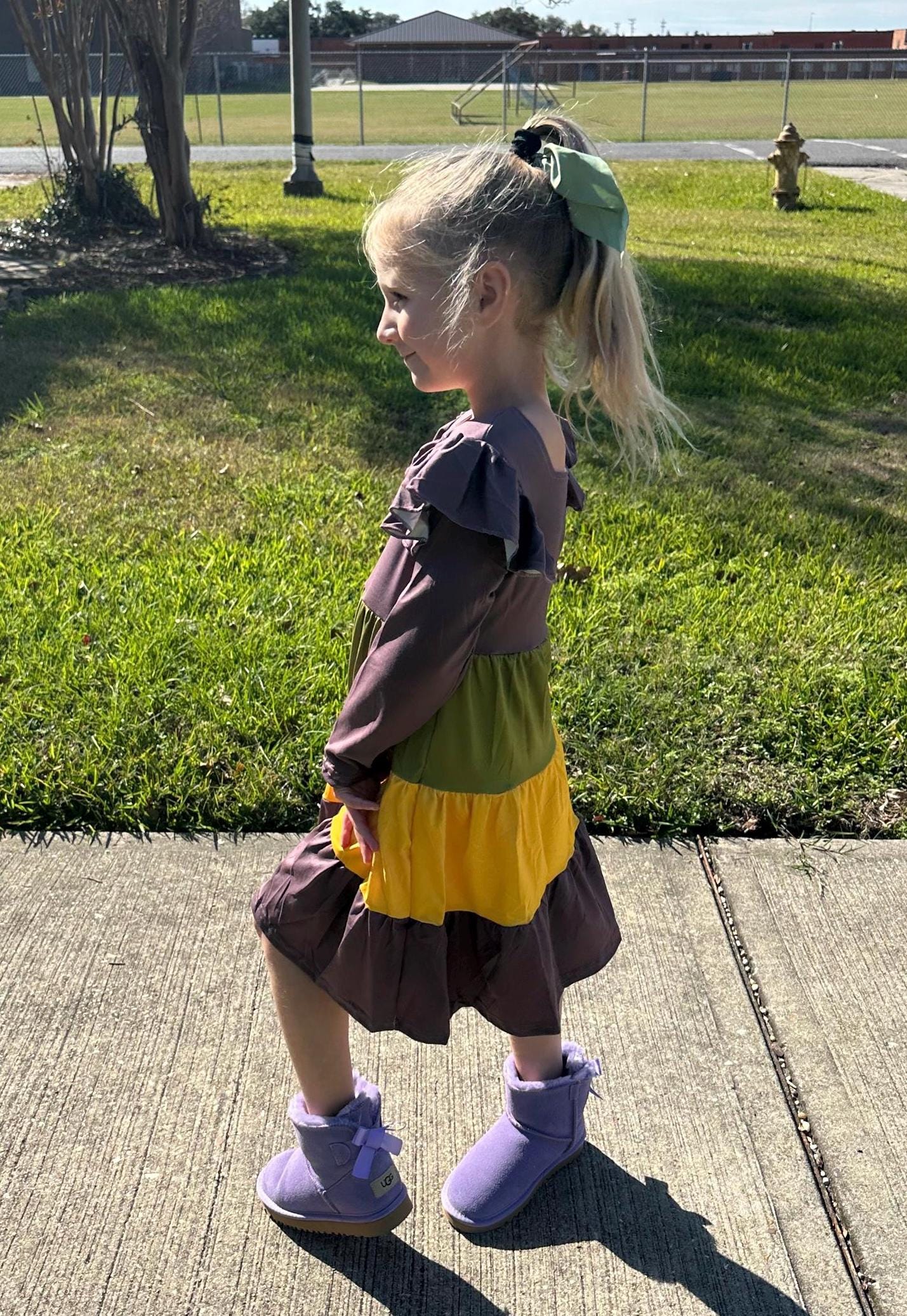 Mardi Gras ruffle stripe dress (adult and kids)