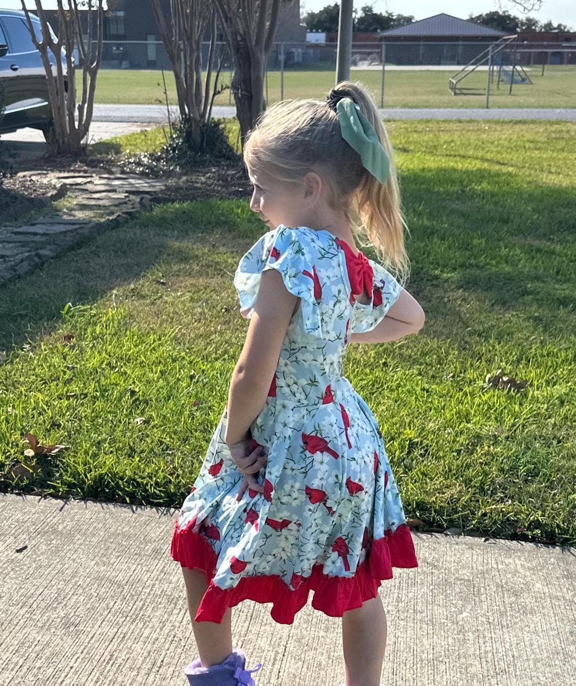 Cardinal Bow Back Twirl Dress