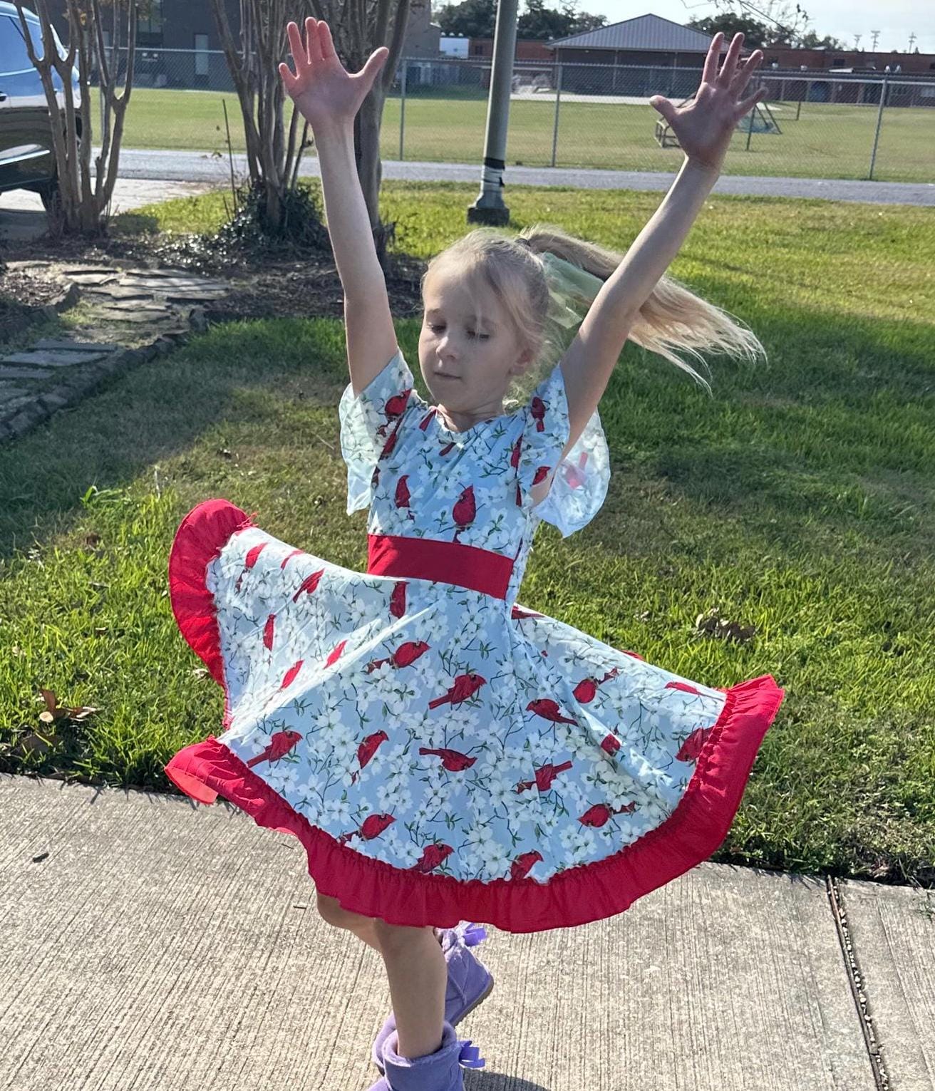 Cardinal Bow Back Twirl Dress