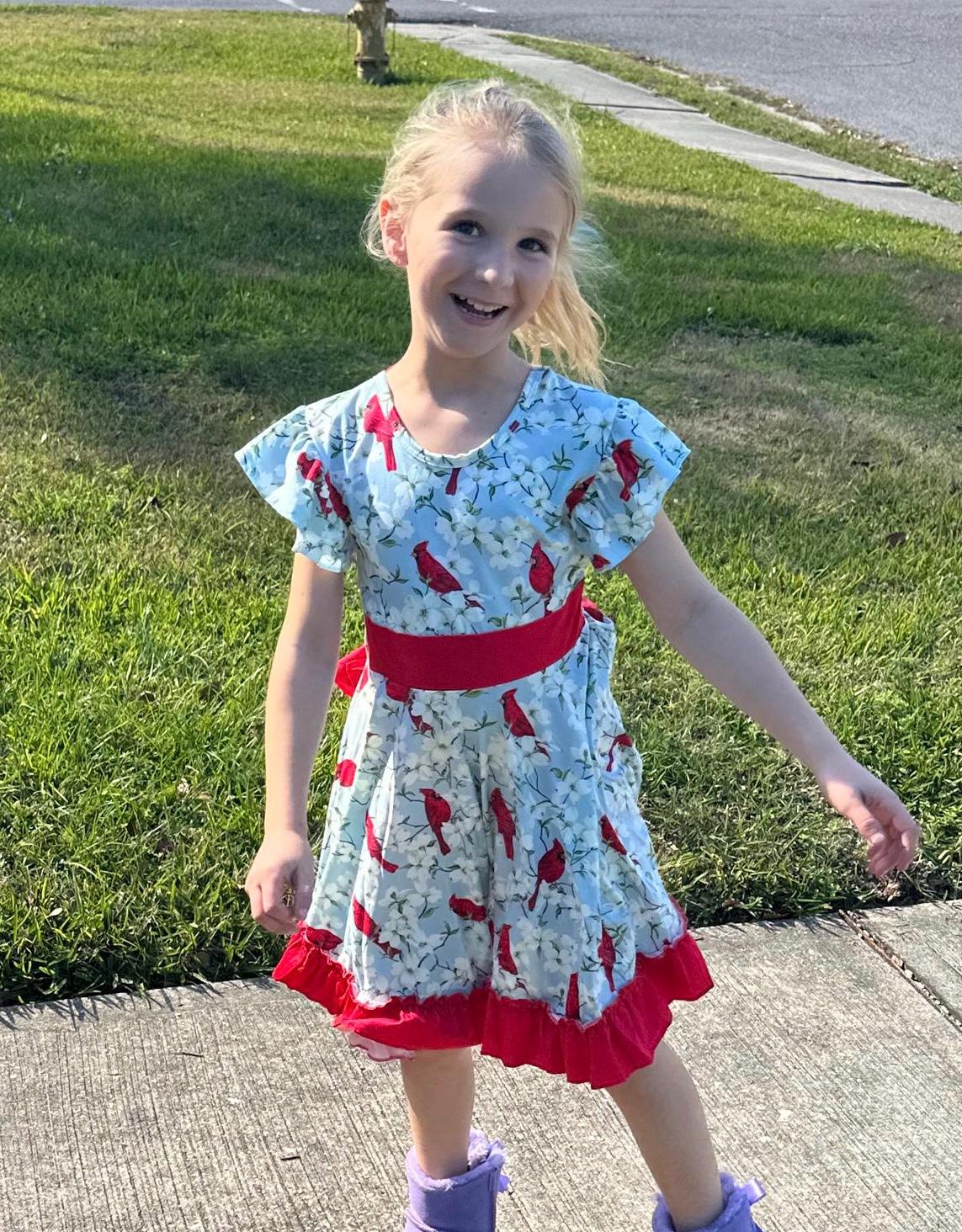 Cardinal Bow Back Twirl Dress