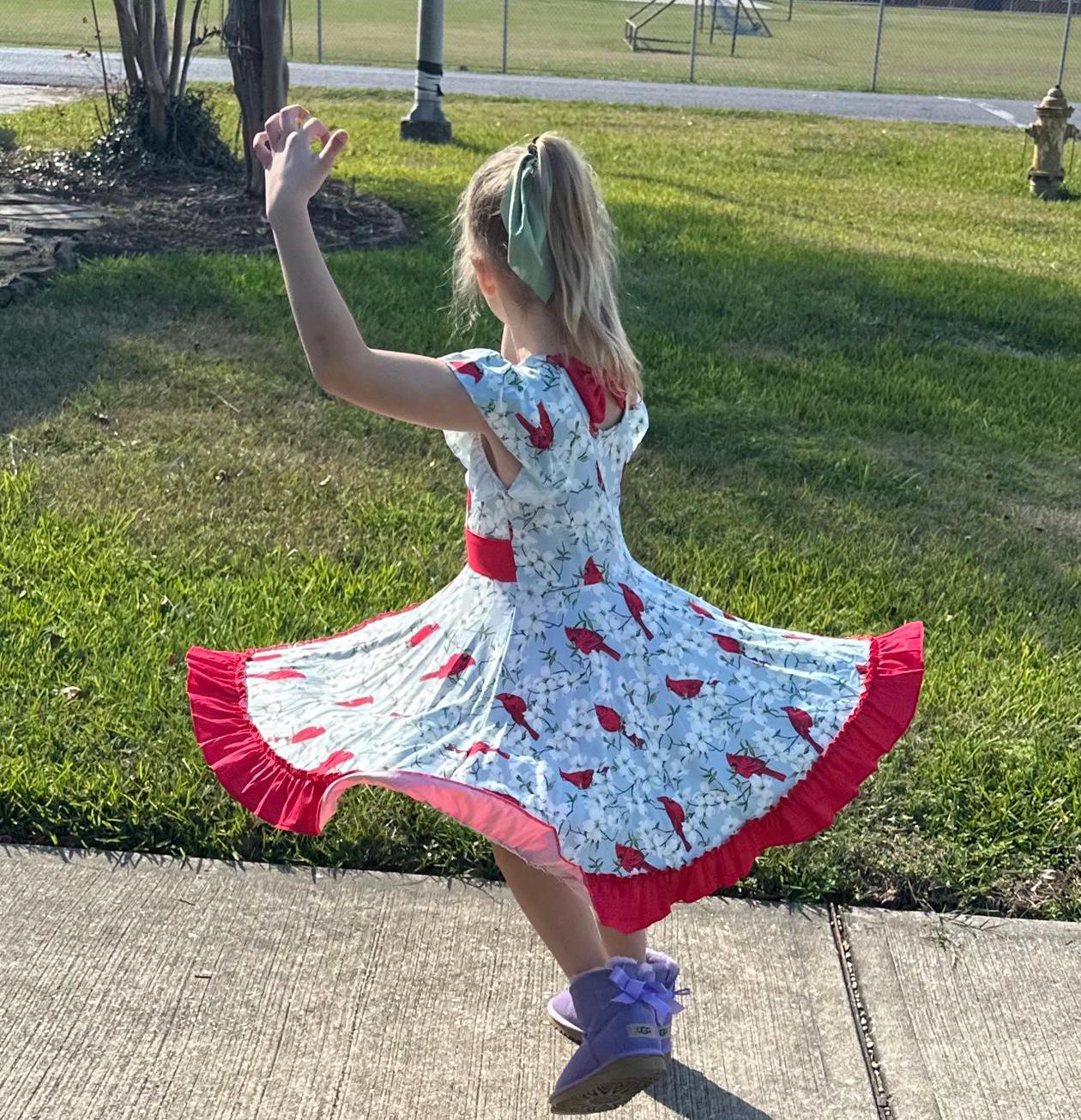 Cardinal Bow Back Twirl Dress