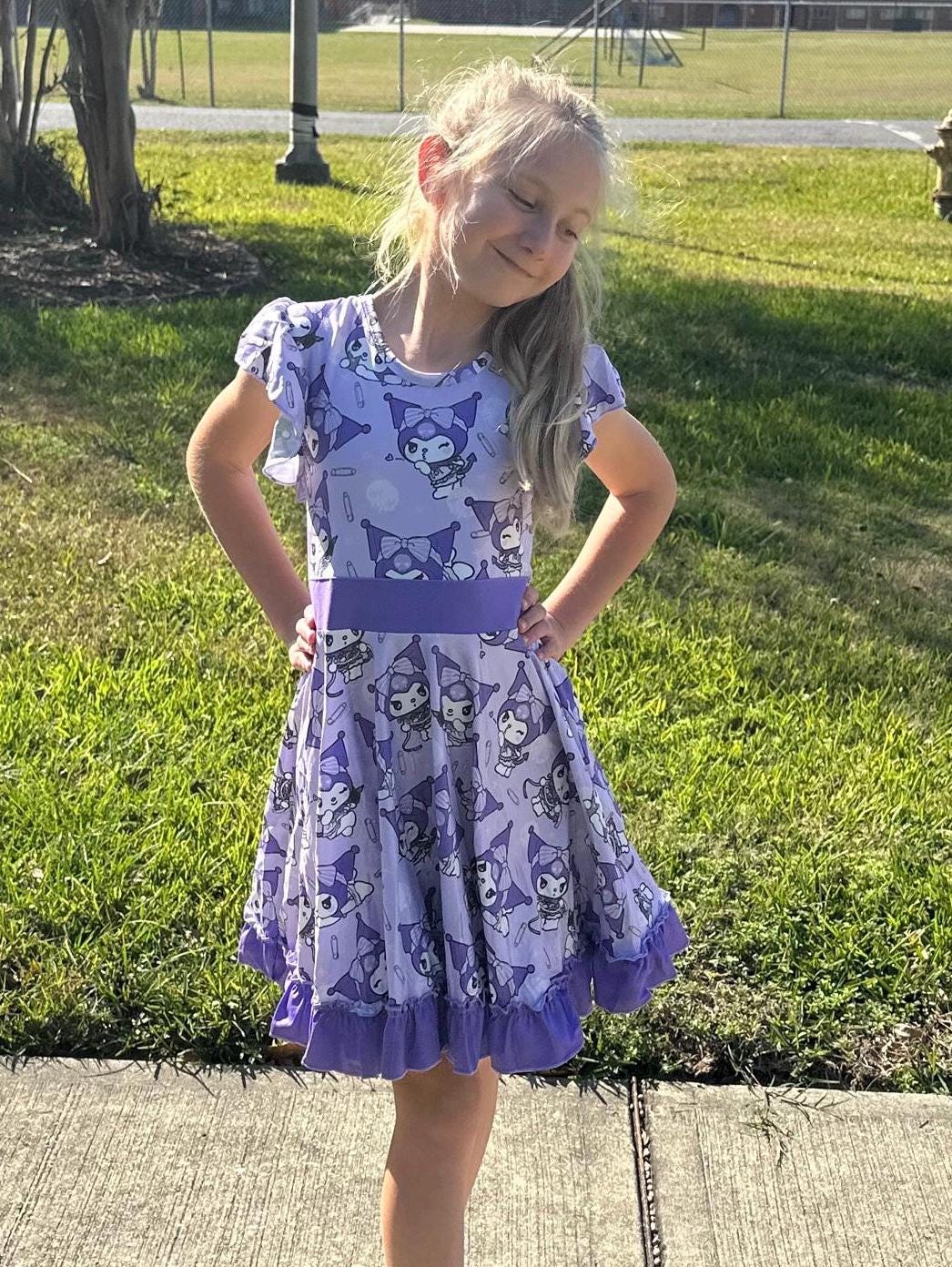 Kawaii Devil Bunny Bow Back Twirl Dress