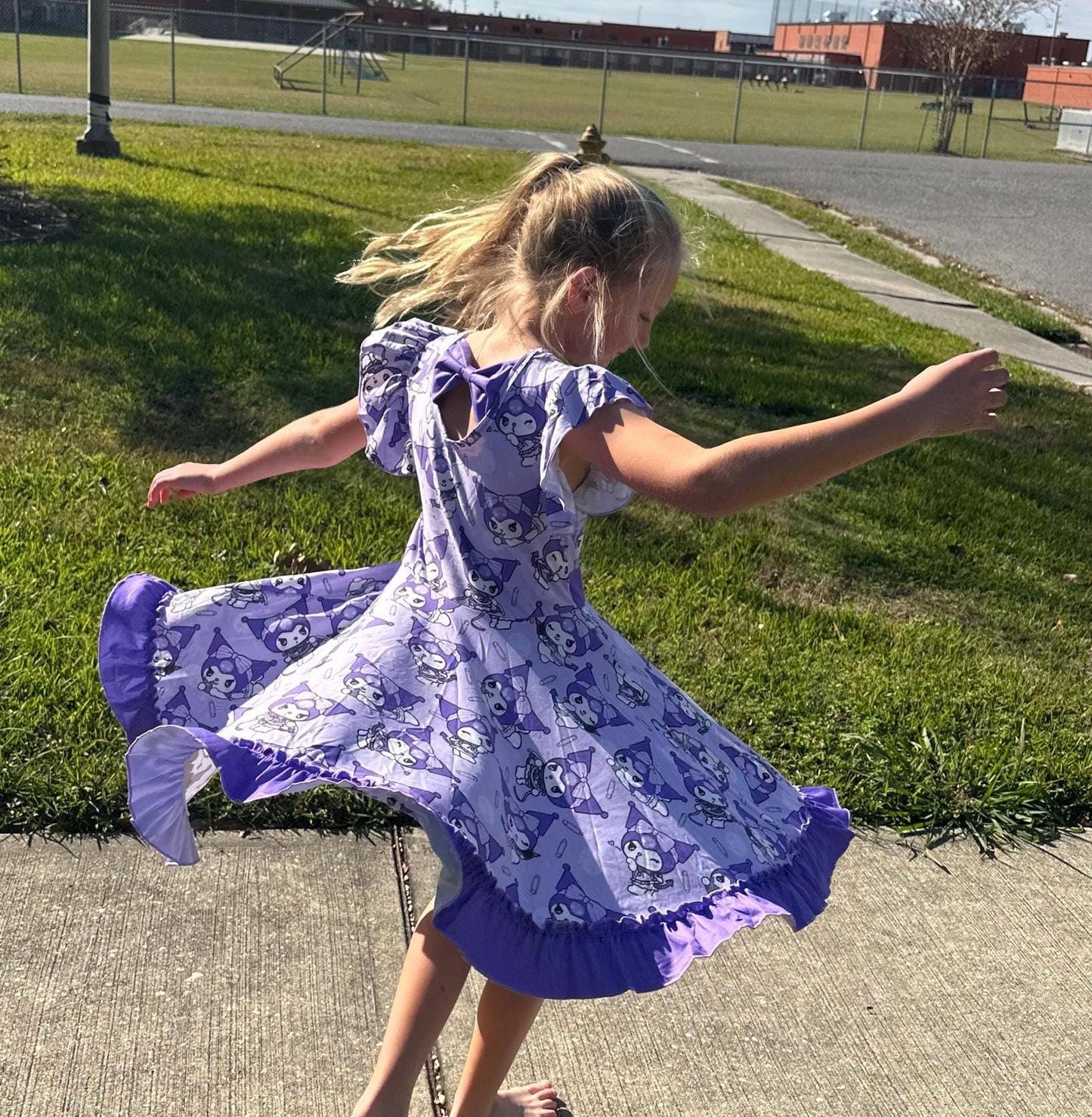 Kawaii Devil Bunny Bow Back Twirl Dress
