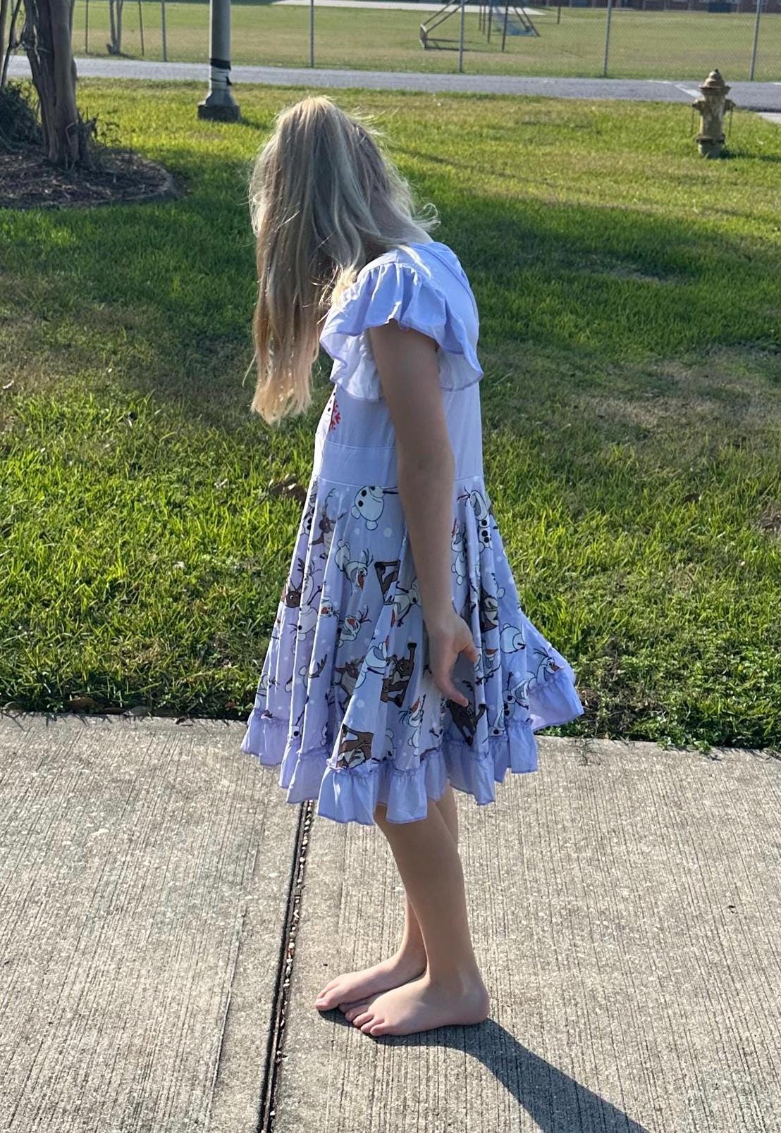 Talking snowman and reindeer Bow Back Twirl Dress