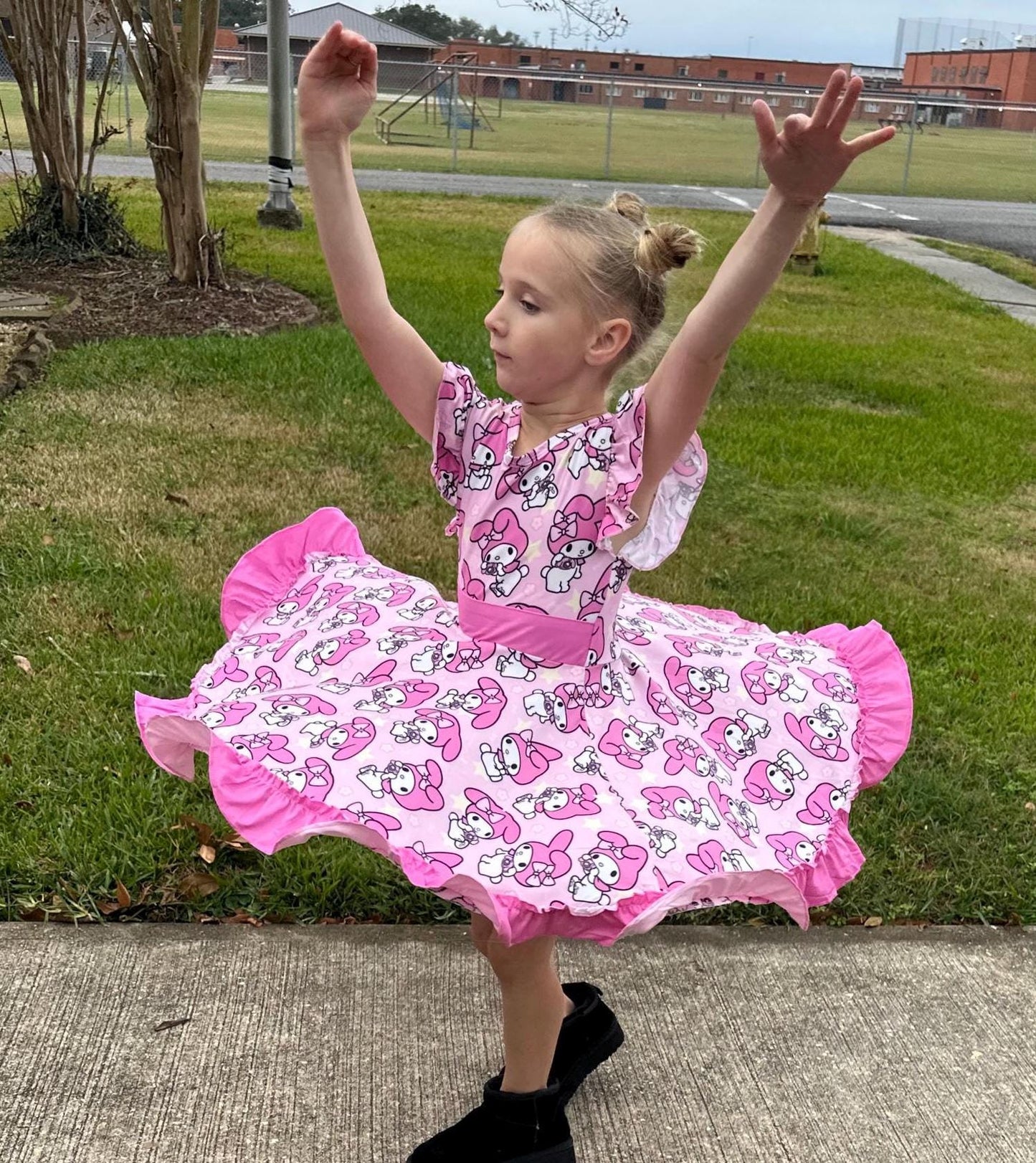 Kawaii Bunny Bow Back Twirl Dress