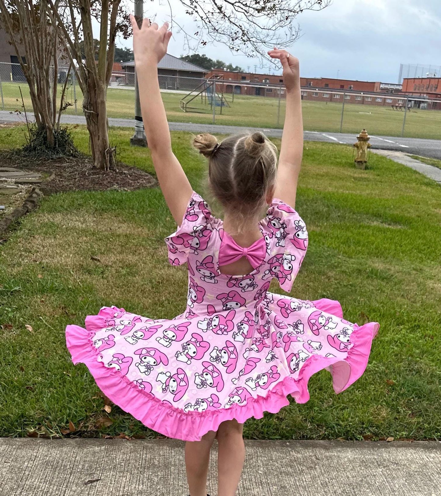 Kawaii Bunny Bow Back Twirl Dress