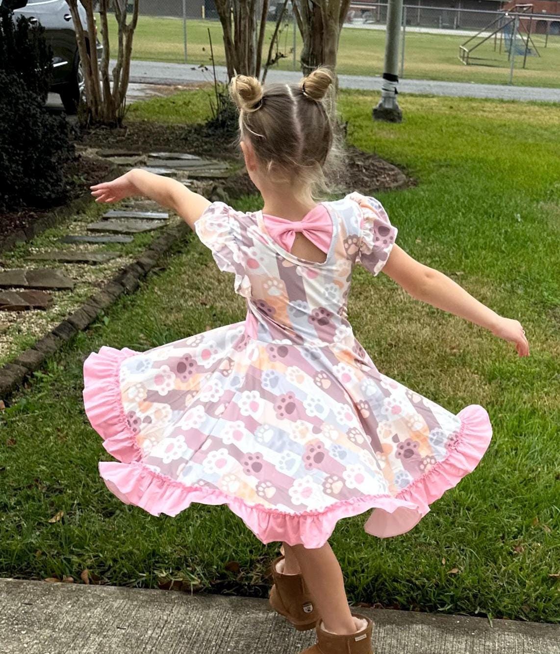 Kitty Paws Bow Back Twirl Dress