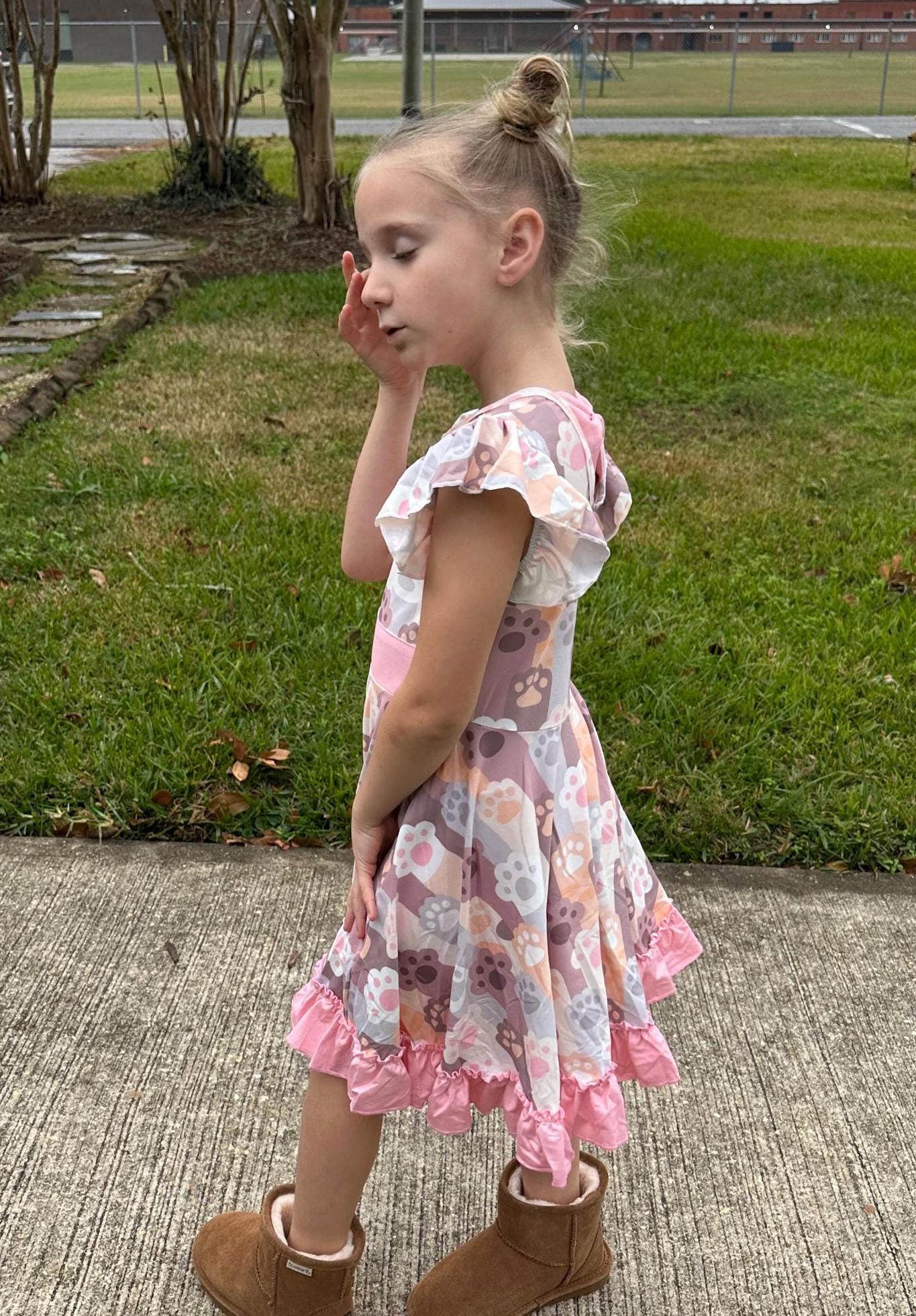 Kitty Paws Bow Back Twirl Dress