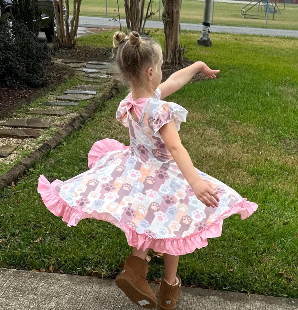 Kitty Paws Bow Back Twirl Dress