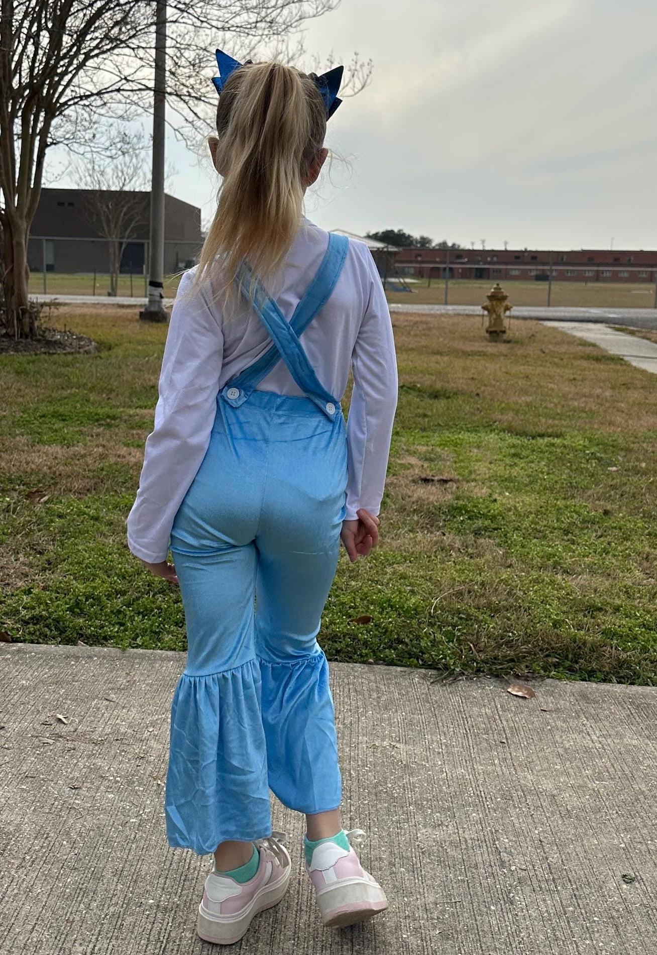 Blue Dog Velvet Capri Overall Set