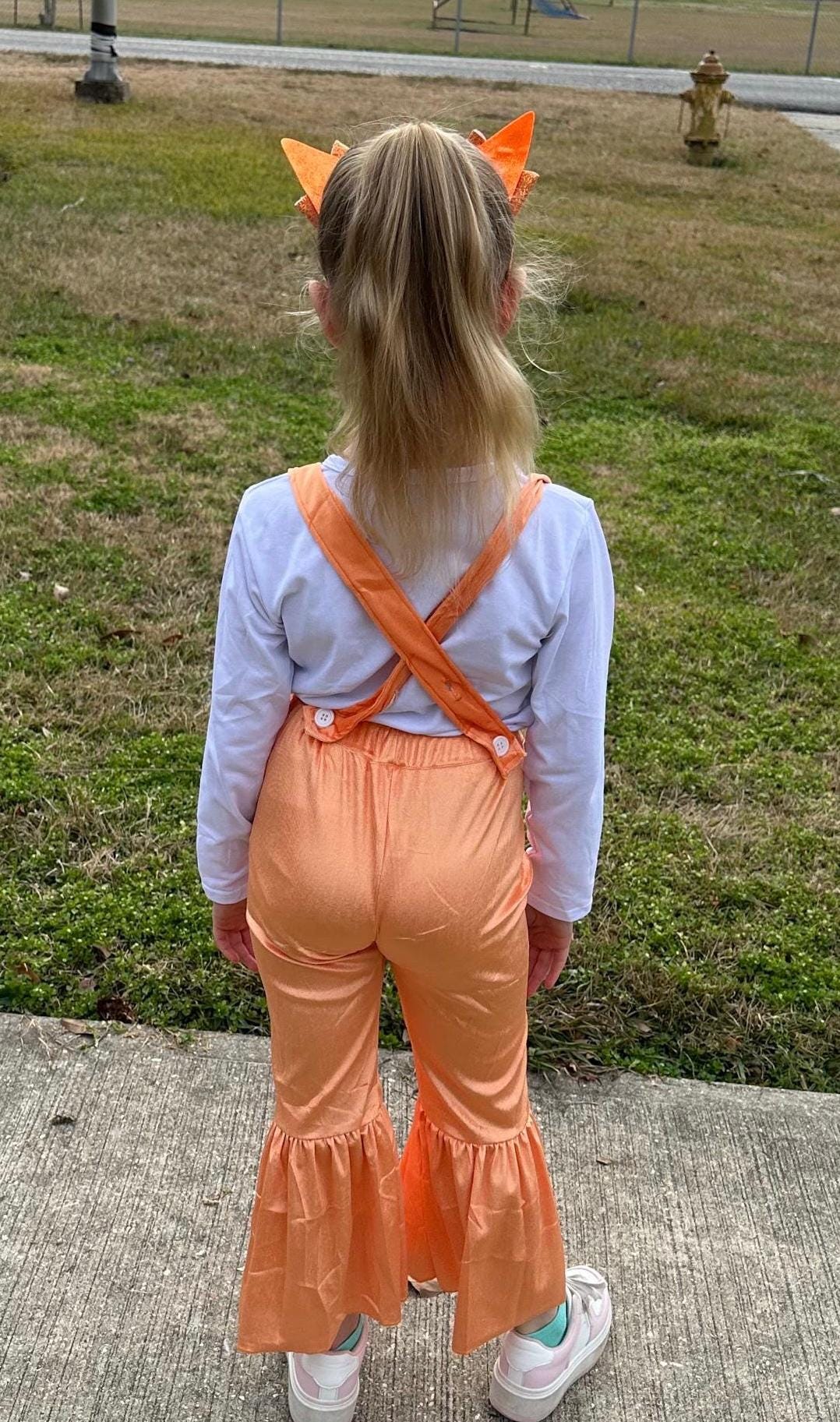 Orange Dog Velvet Capri Overall Set
