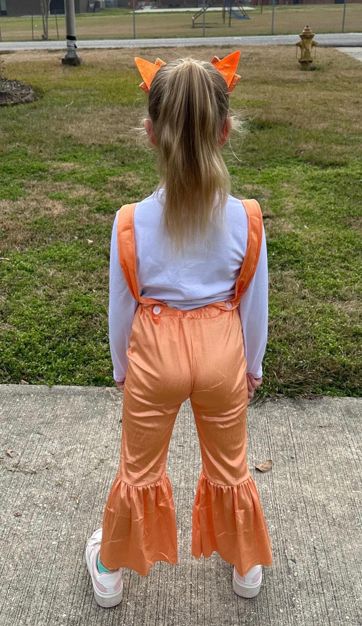 Orange Dog Velvet Capri Overall Set