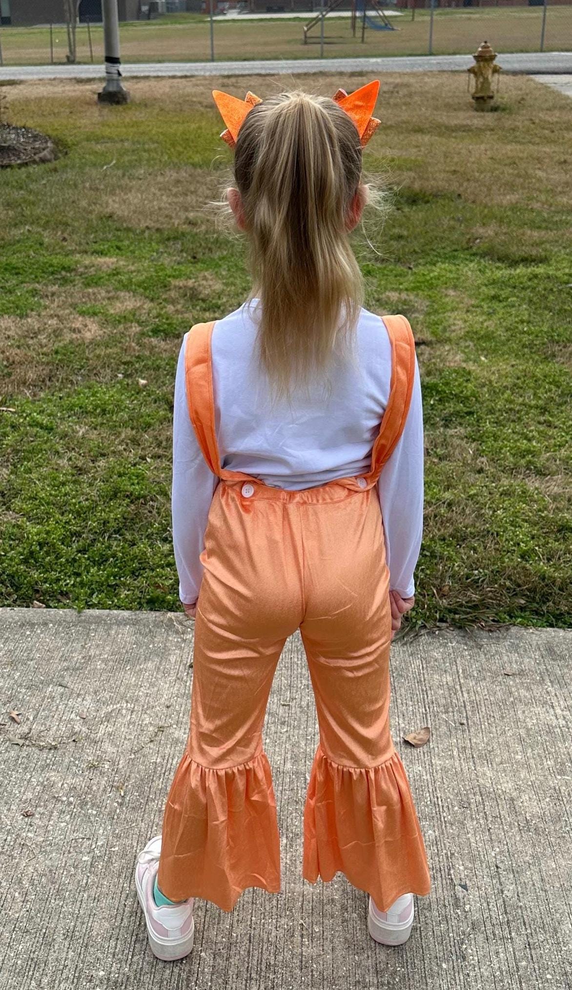 Orange Dog Velvet Capri Overall Set