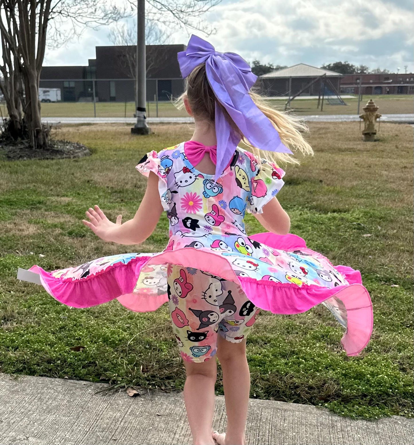 Kawaii Friends Bow Back Twirl Dress with shorts