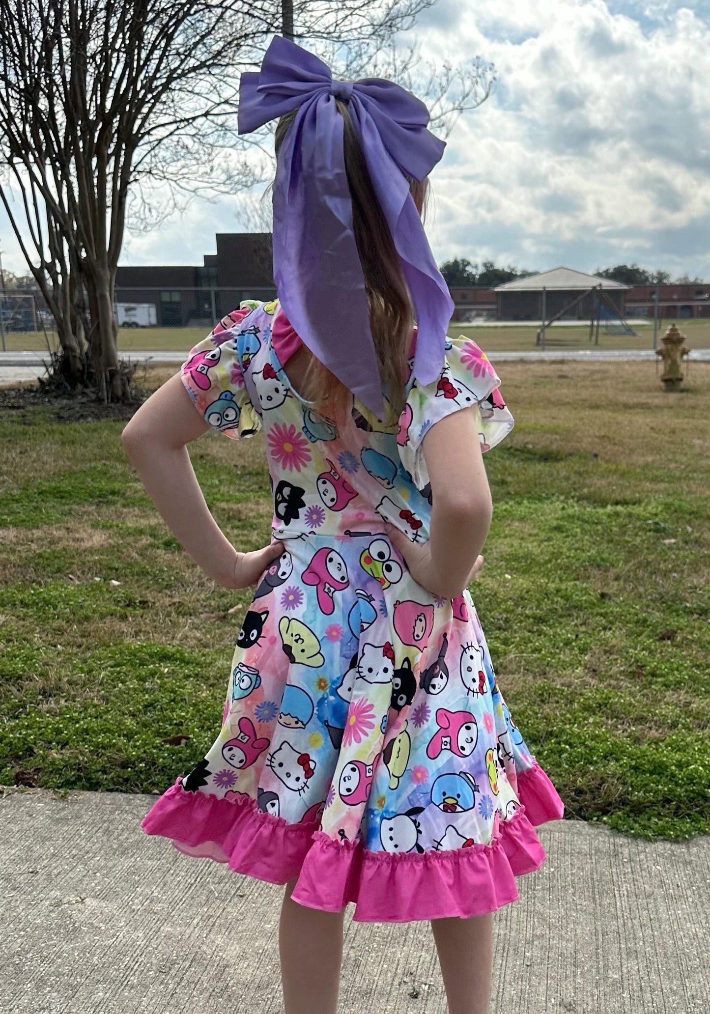 Kawaii Friends Bow Back Twirl Dress with shorts
