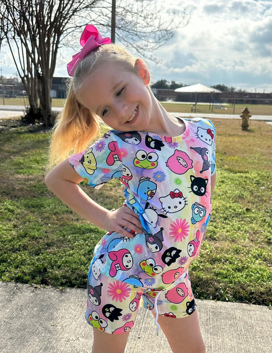 Pink Kawaii Cat Short Set