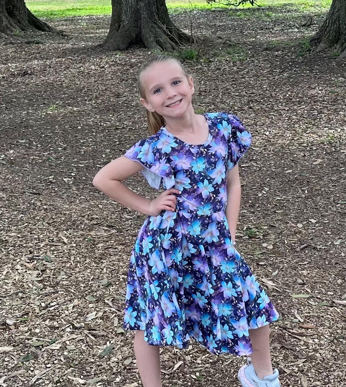 Purple Floral Crossback Twirl Dress