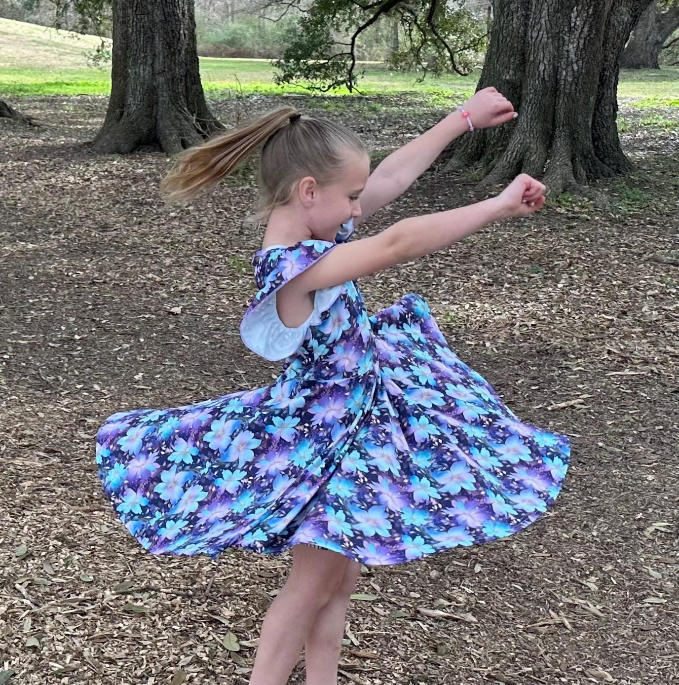 Purple Floral Crossback Twirl Dress