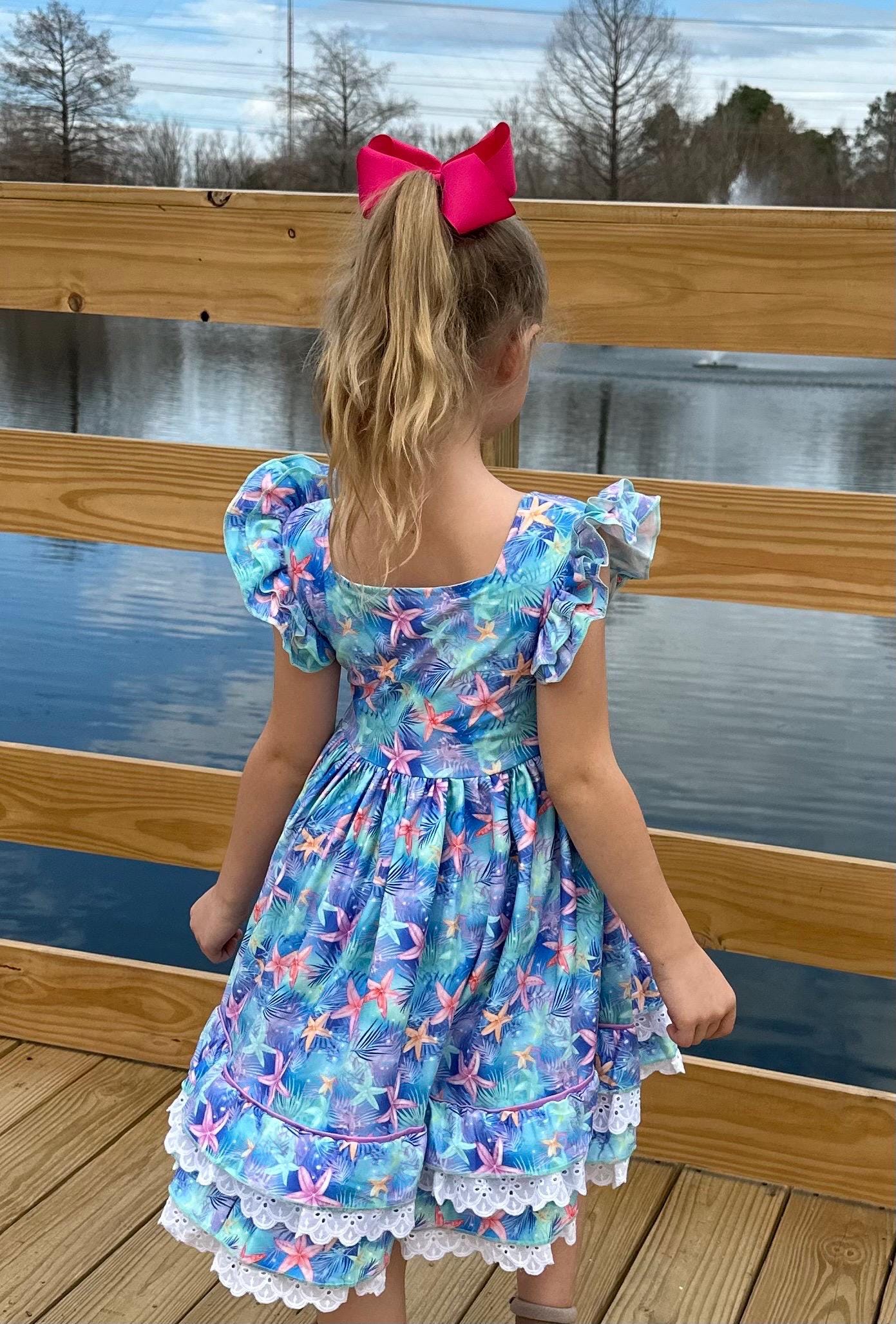 Floral Ruffle and Lace Twirl Dress