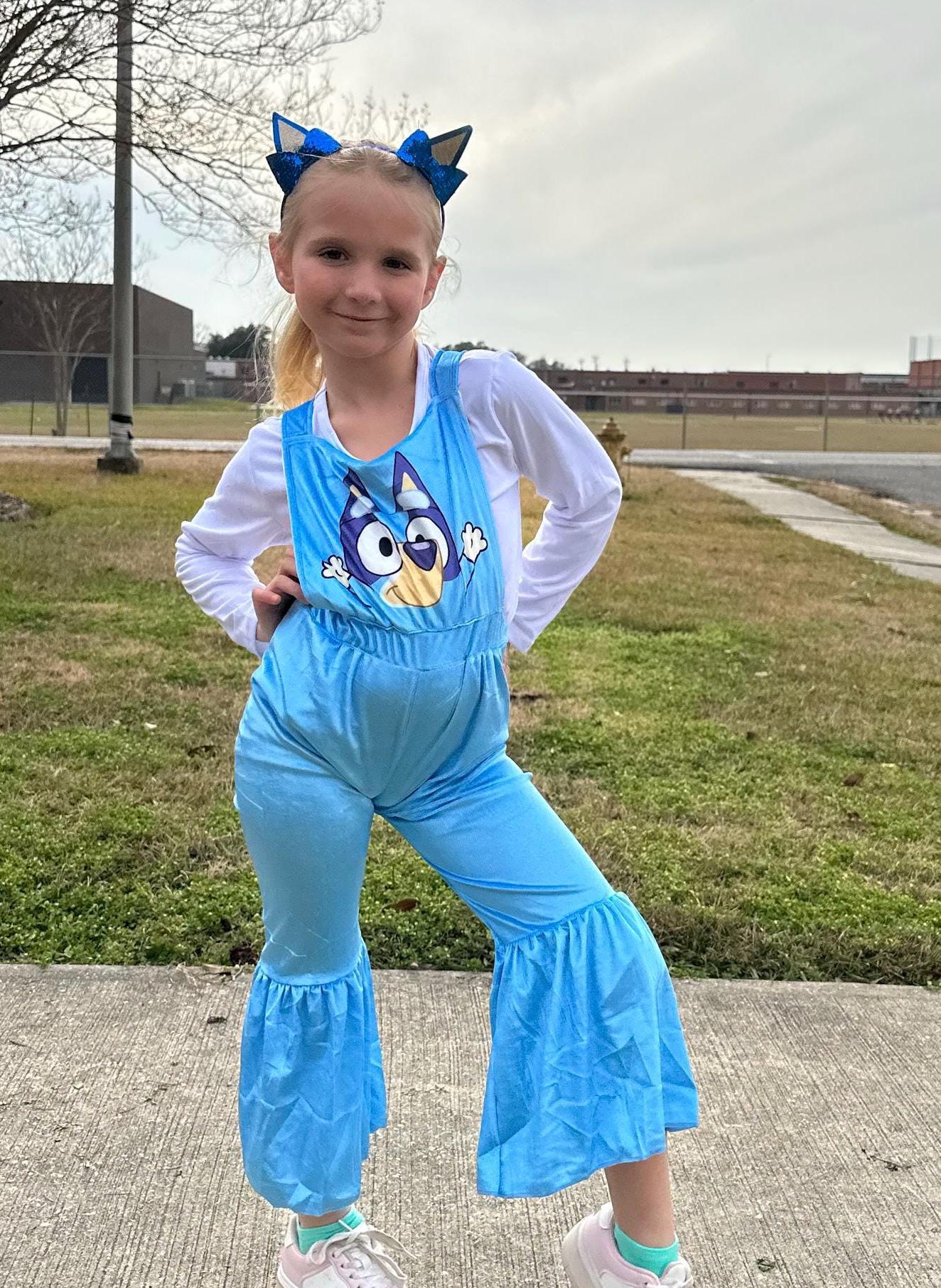 Blue Dog Velvet Capri Overall Set