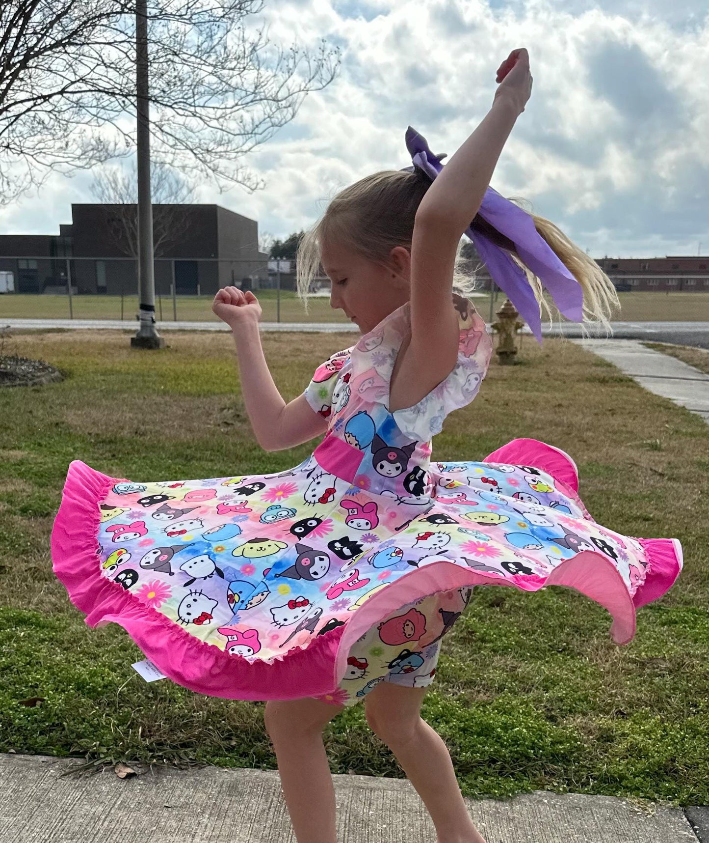 Kawaii Friends Bow Back Twirl Dress with shorts