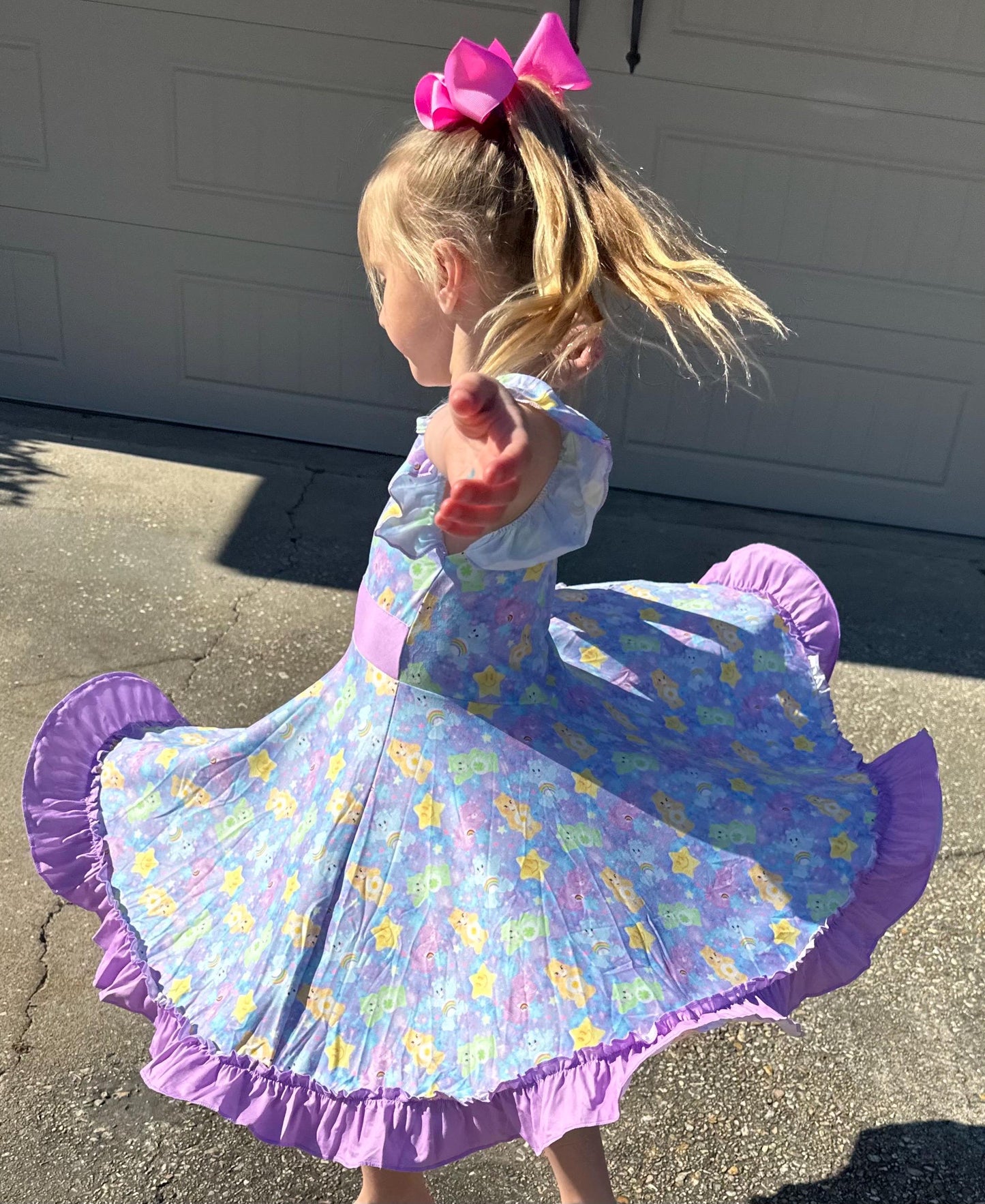 Purple Caring Bears Twirl Dress with Shorts