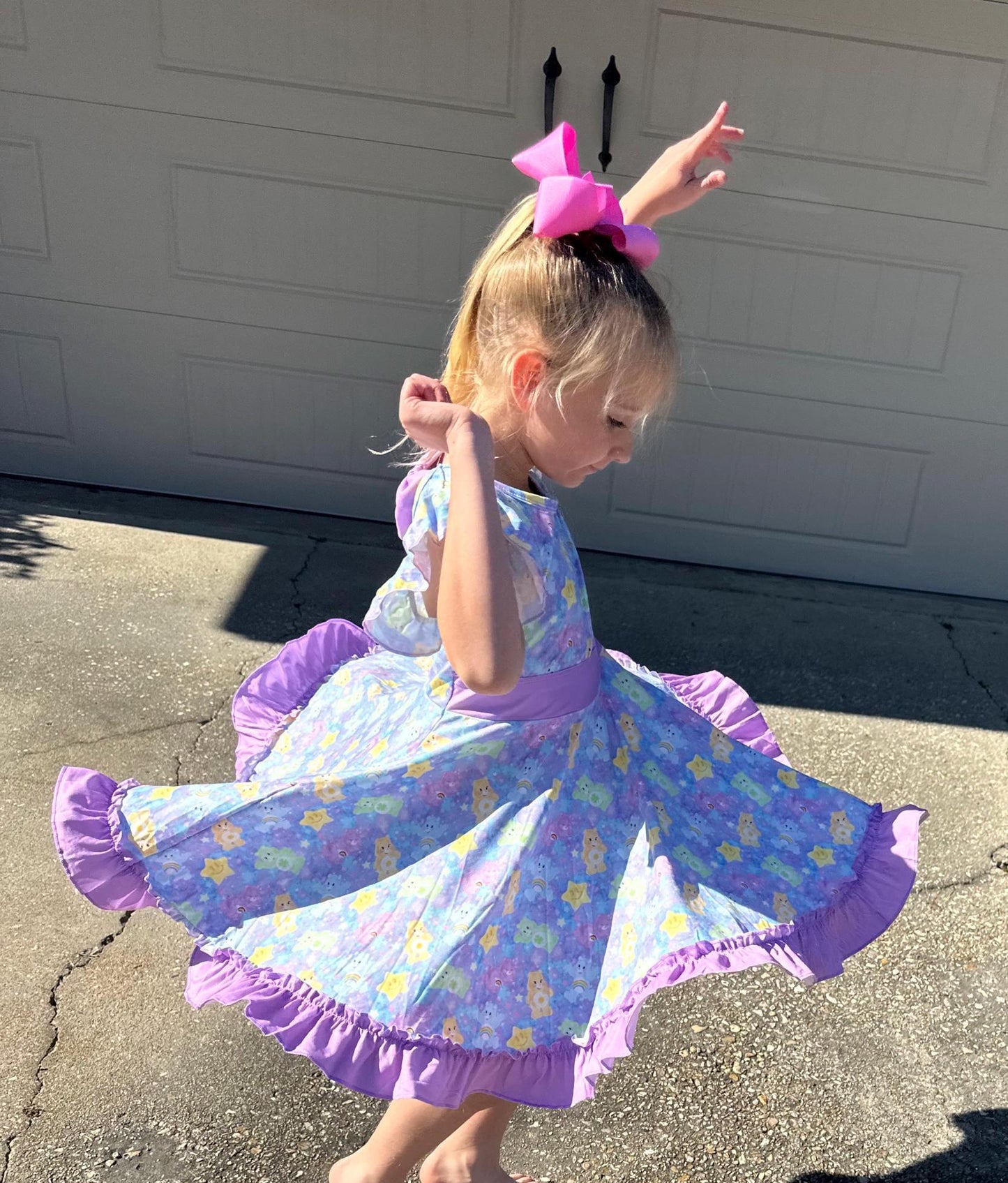 Purple Caring Bears Twirl Dress with Shorts