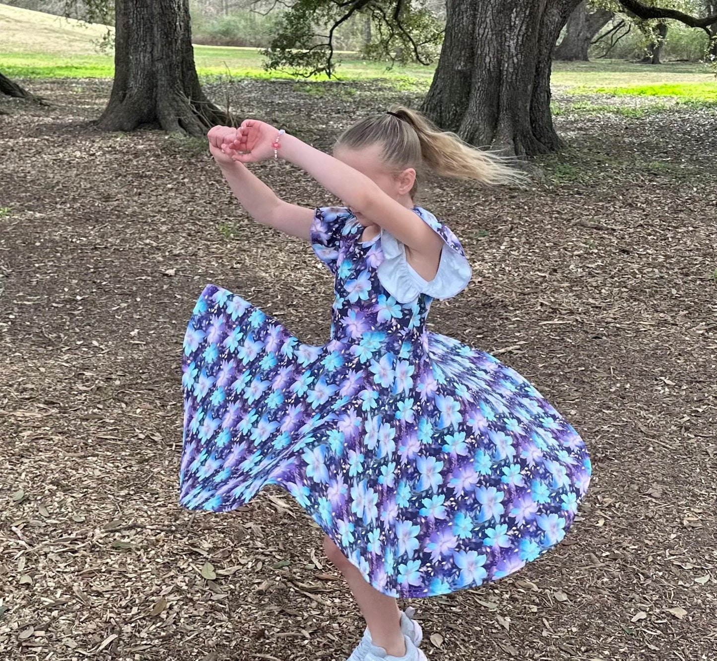 Purple Floral Crossback Twirl Dress