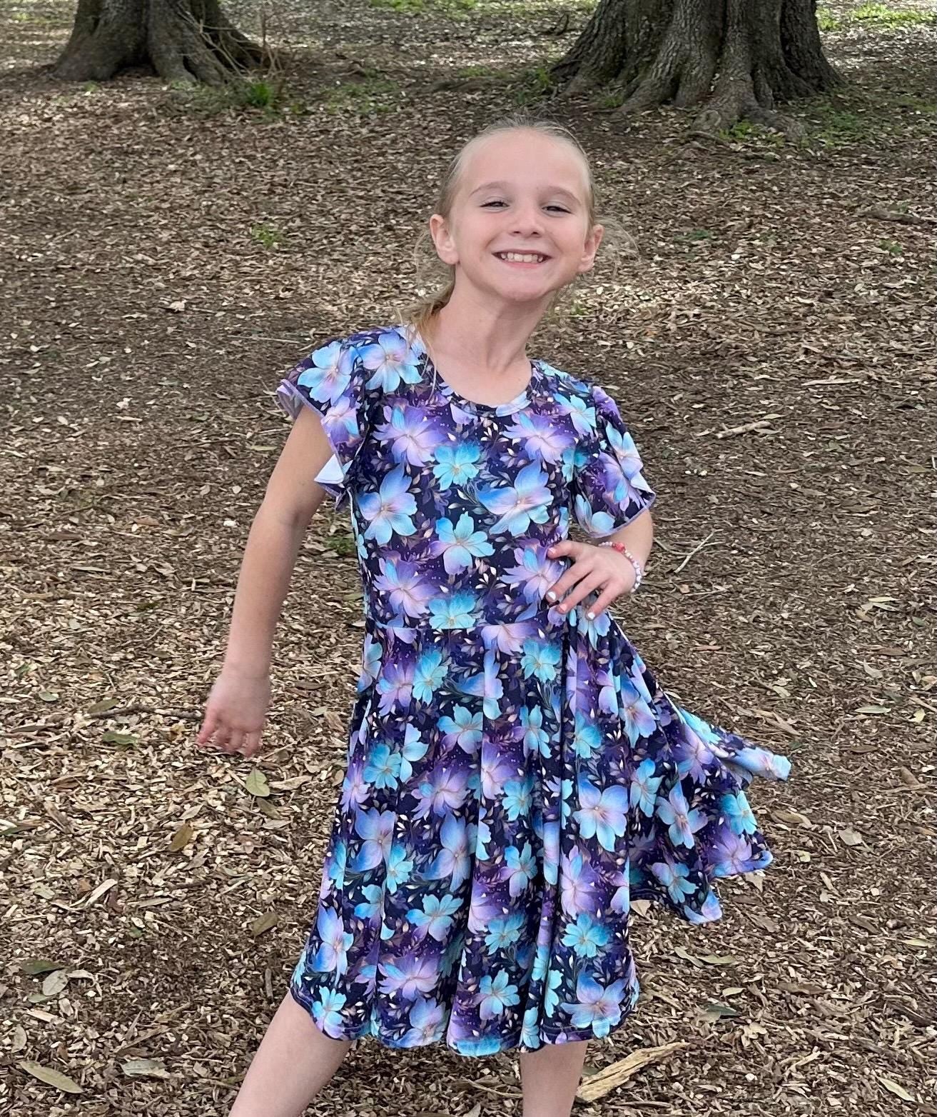 Purple Floral Crossback Twirl Dress