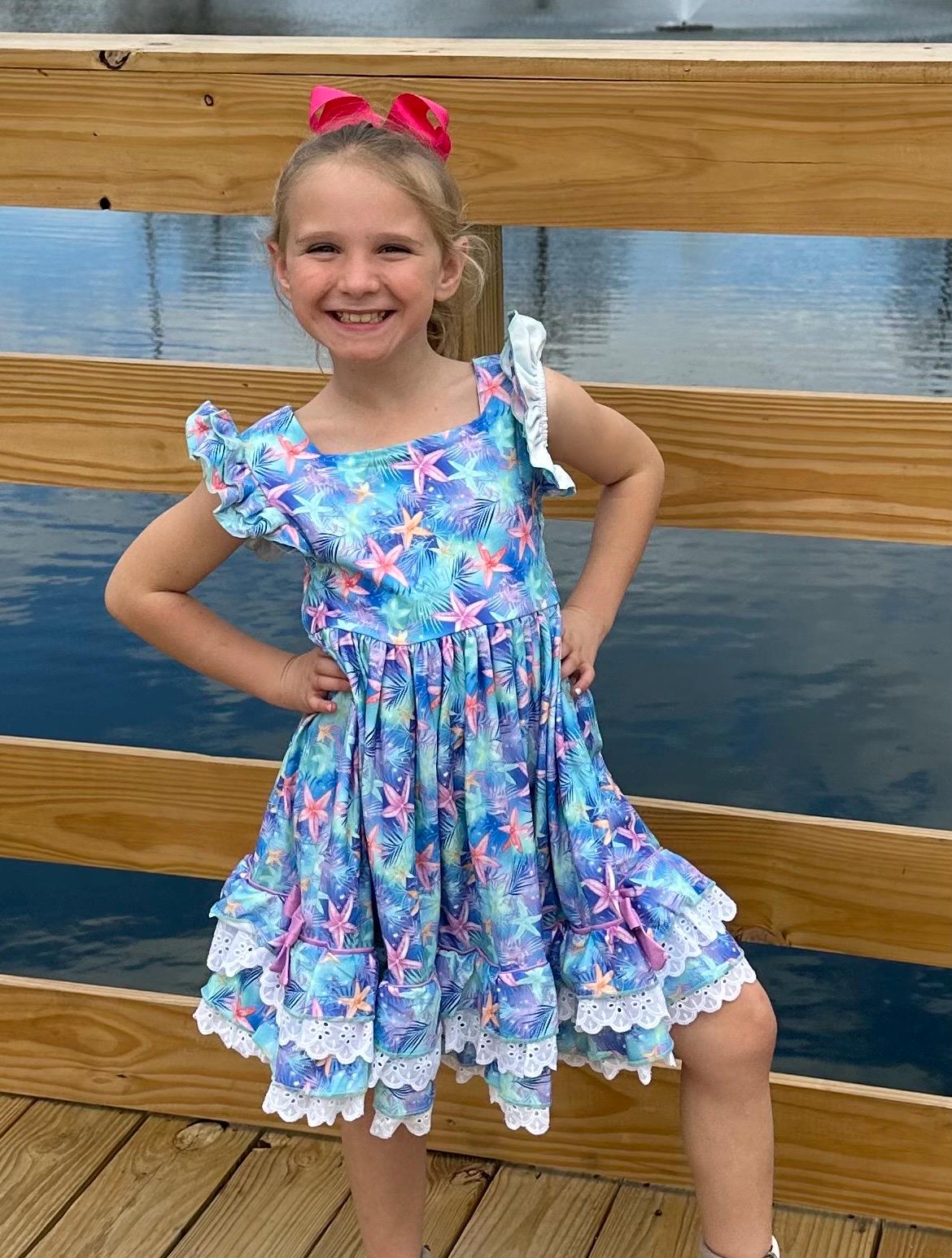 Floral Ruffle and Lace Twirl Dress