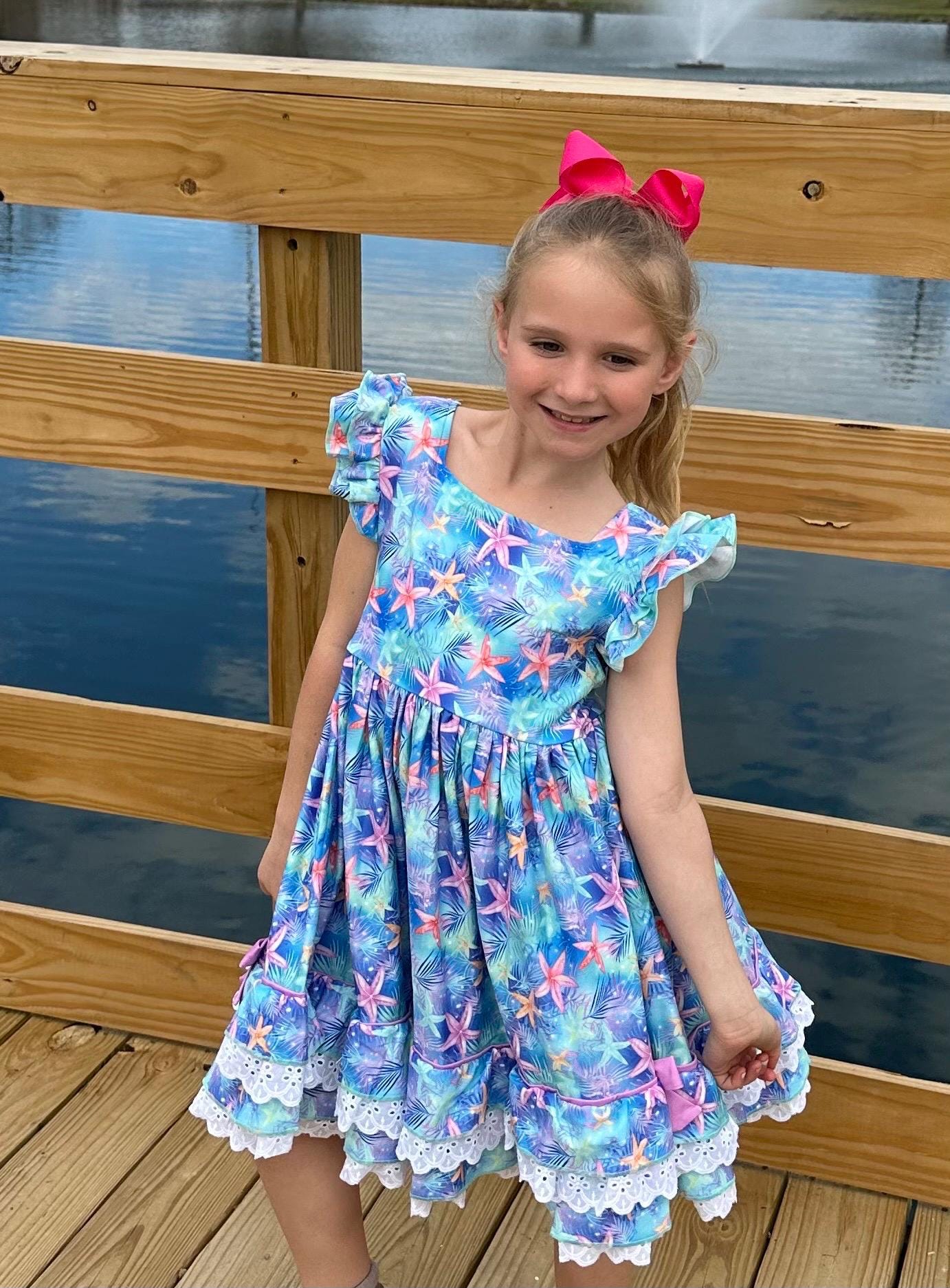 Floral Ruffle and Lace Twirl Dress