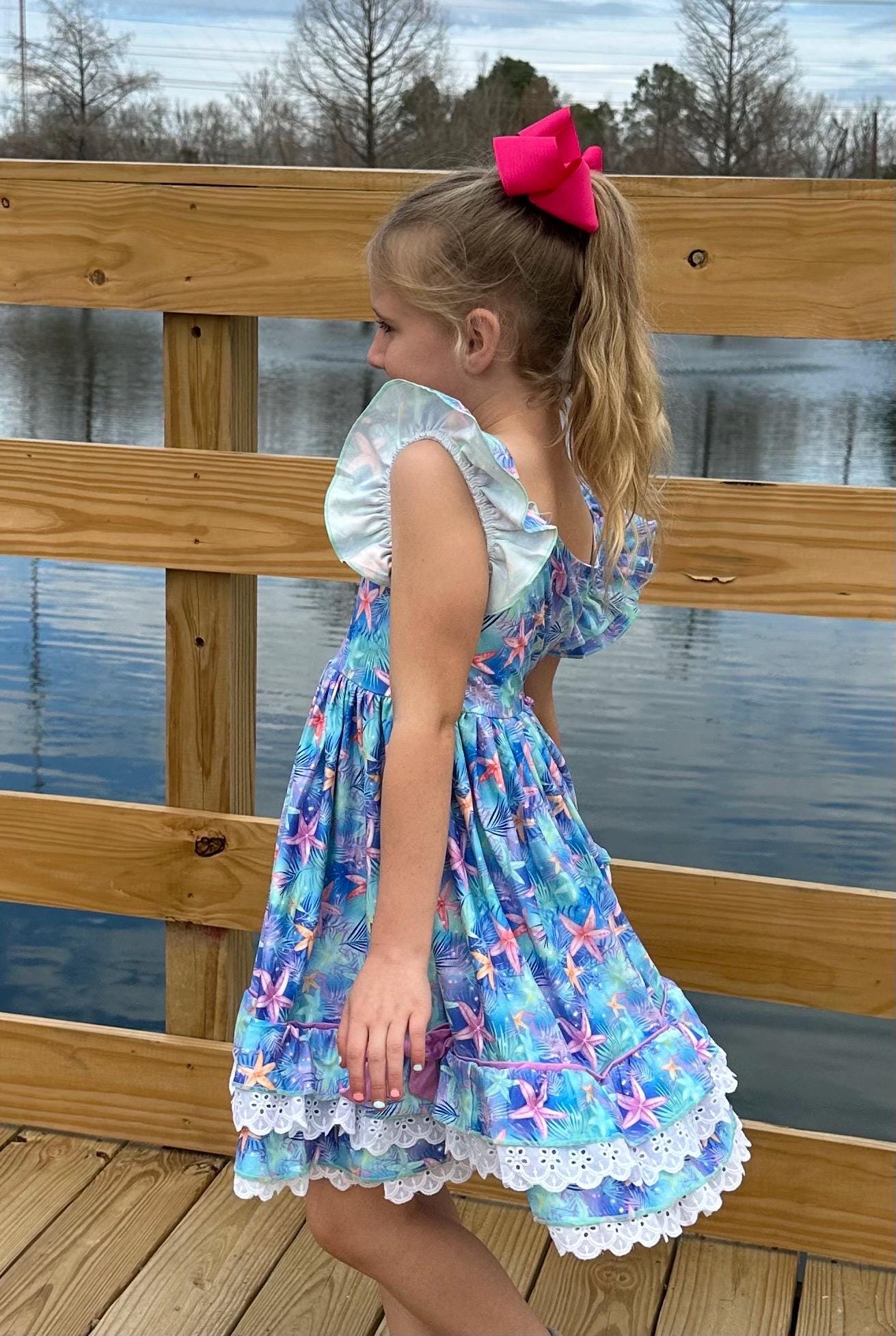 Floral Ruffle and Lace Twirl Dress