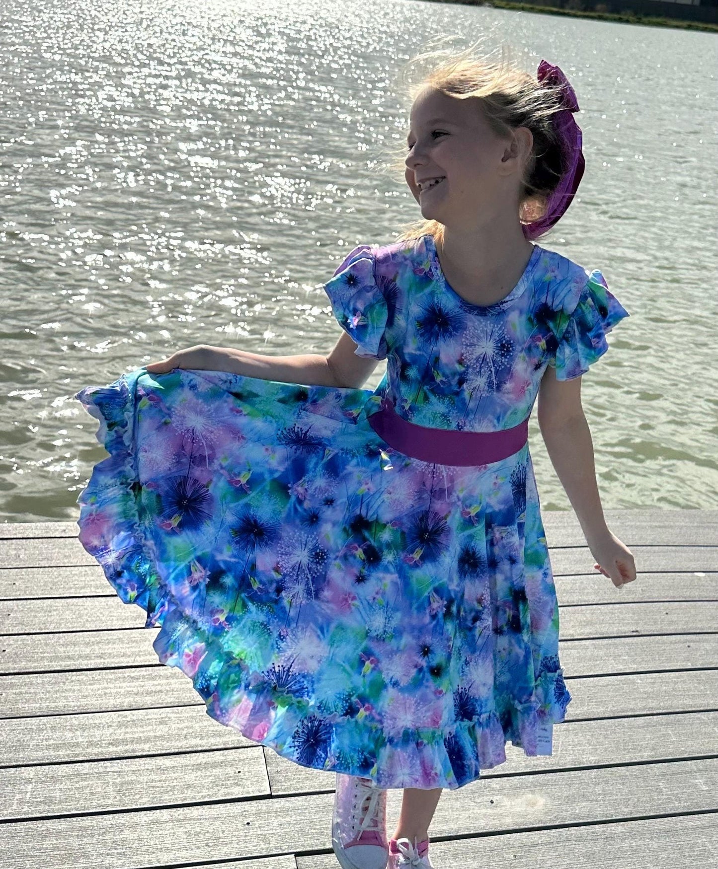 Wishing Flower Bow Back Twirl Dress